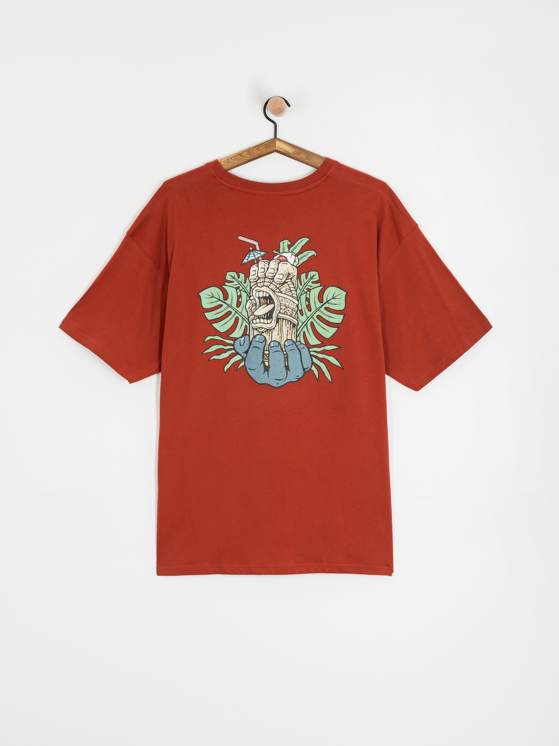 T-shirt Santa Cruz Tiki Hand Strip (dark rust)