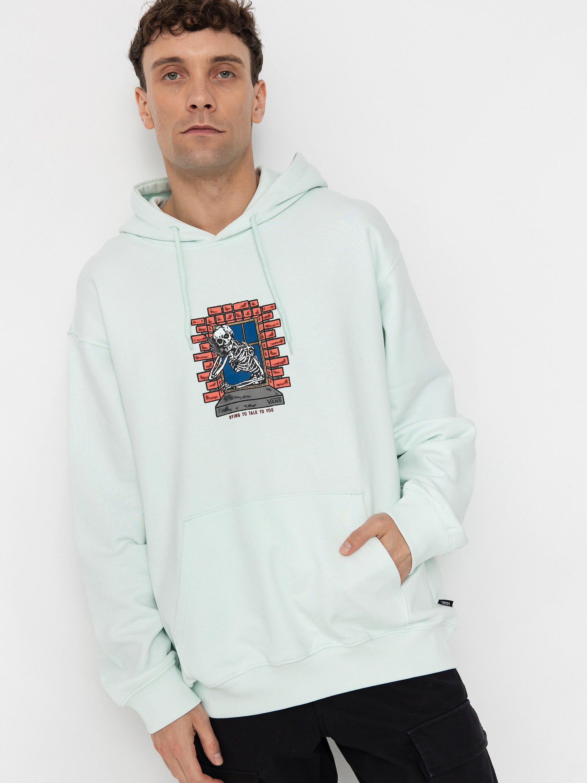 Bluza z kapturem Vans Skull Window HD (hint of mint)