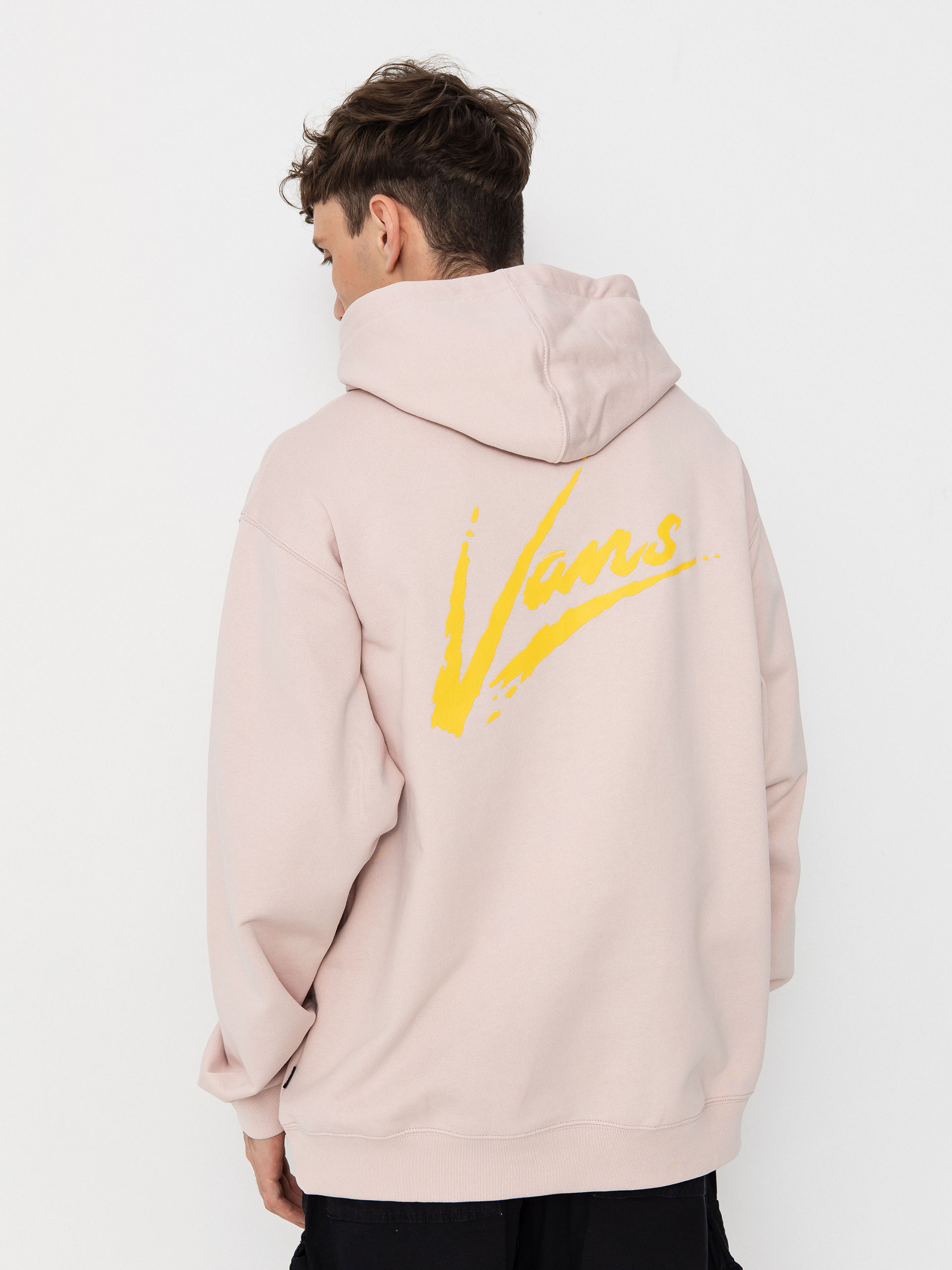 Bluza z kapturem Vans Brush Script II Loose HD (sepia rose)