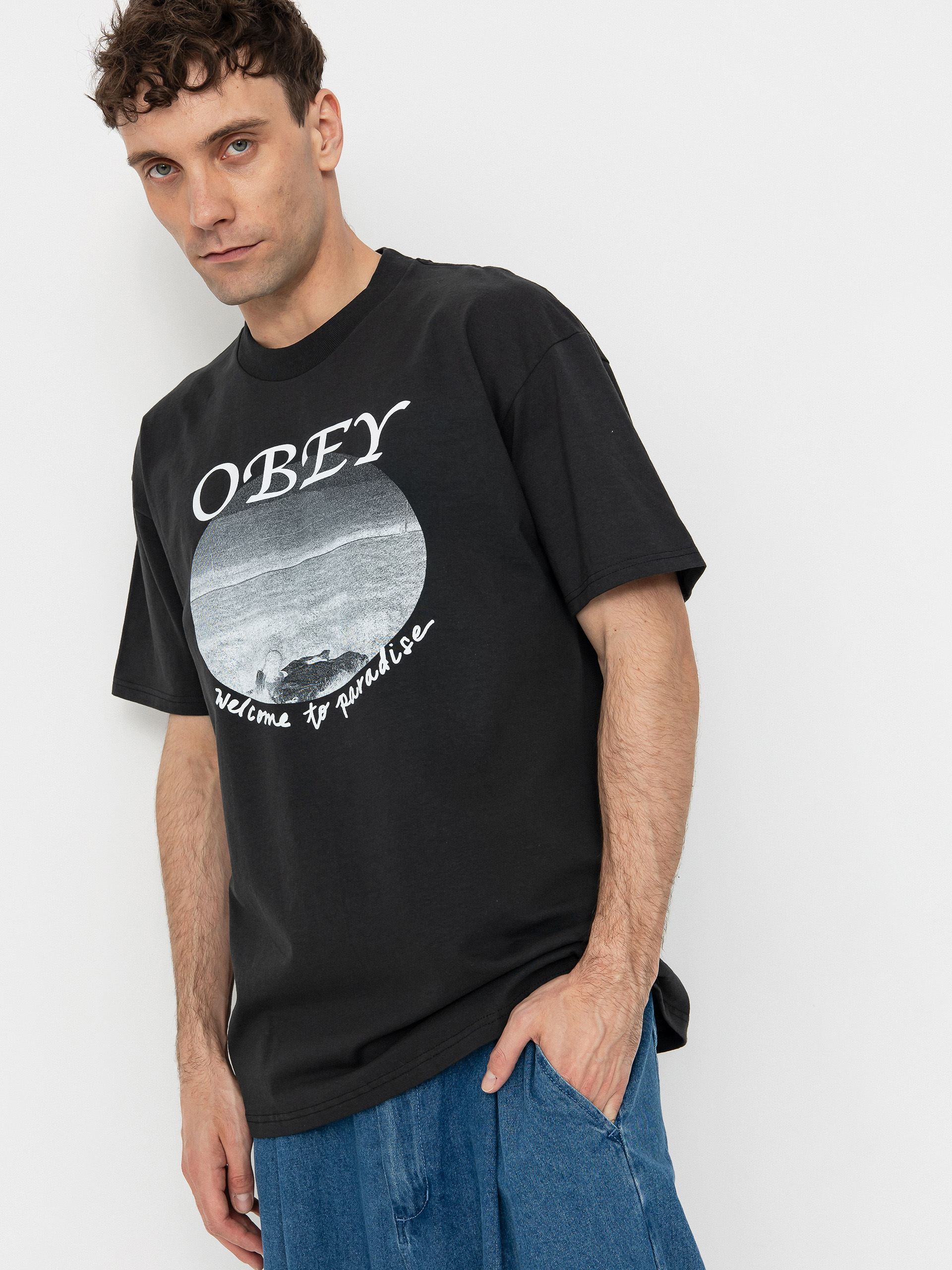 T-shirt OBEY Welcome To Paradise (vintage black)
