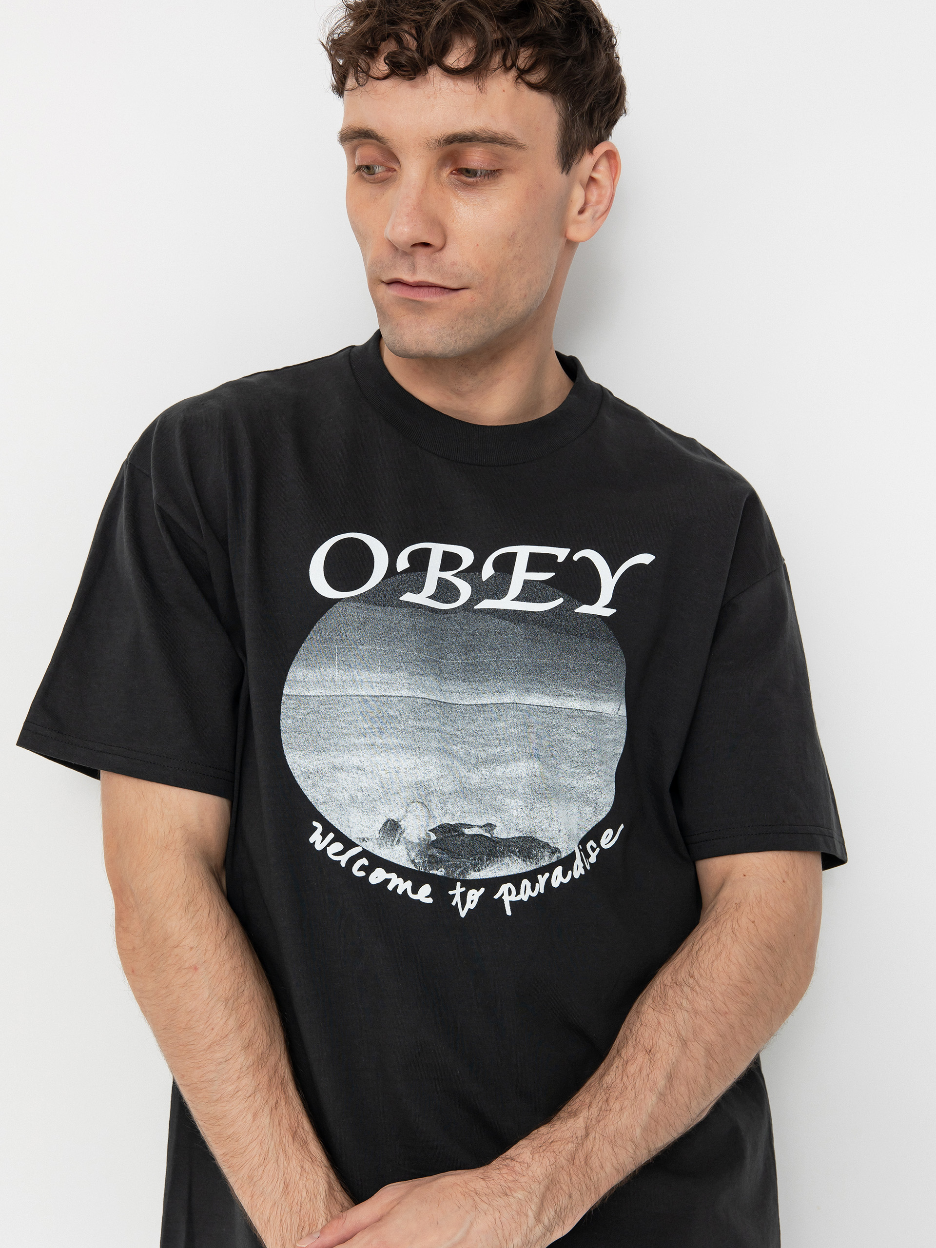 T-shirt OBEY Welcome To Paradise (vintage black)