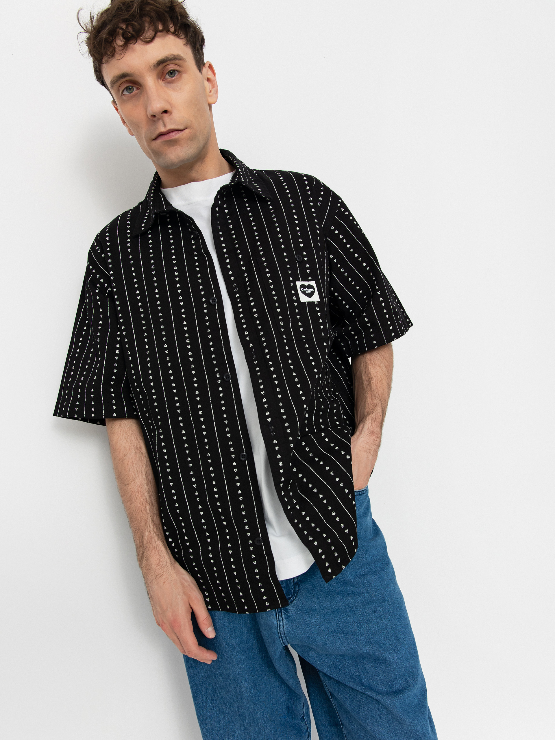 Koszula Carhartt WIP Drewe (heart c pinstripe/black/natural)