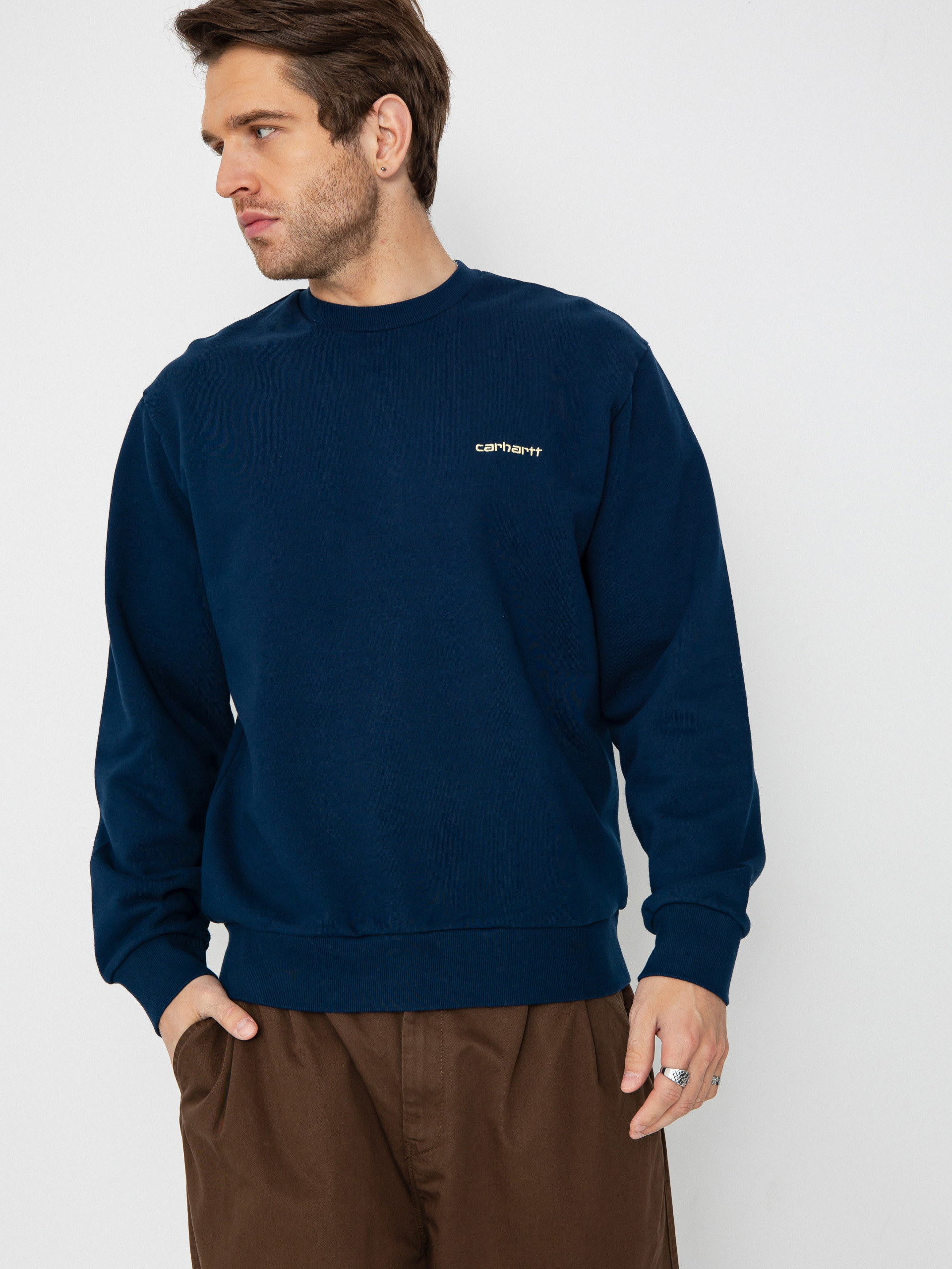 Bluza Carhartt WIP Script Embroidery (ink/air yellow)