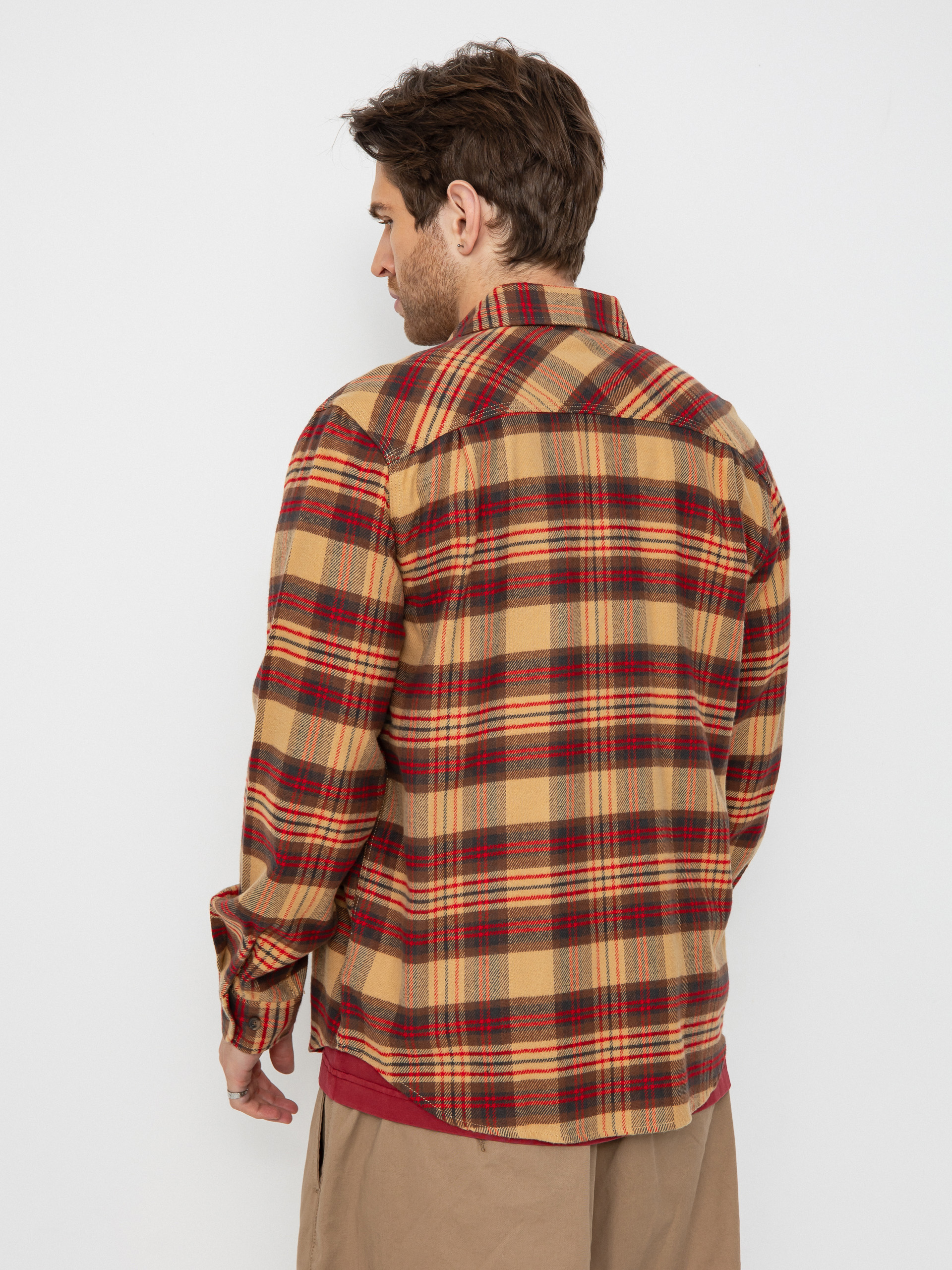 Koszula Brixton Bowery Flannel (curry/washed black/crimson)