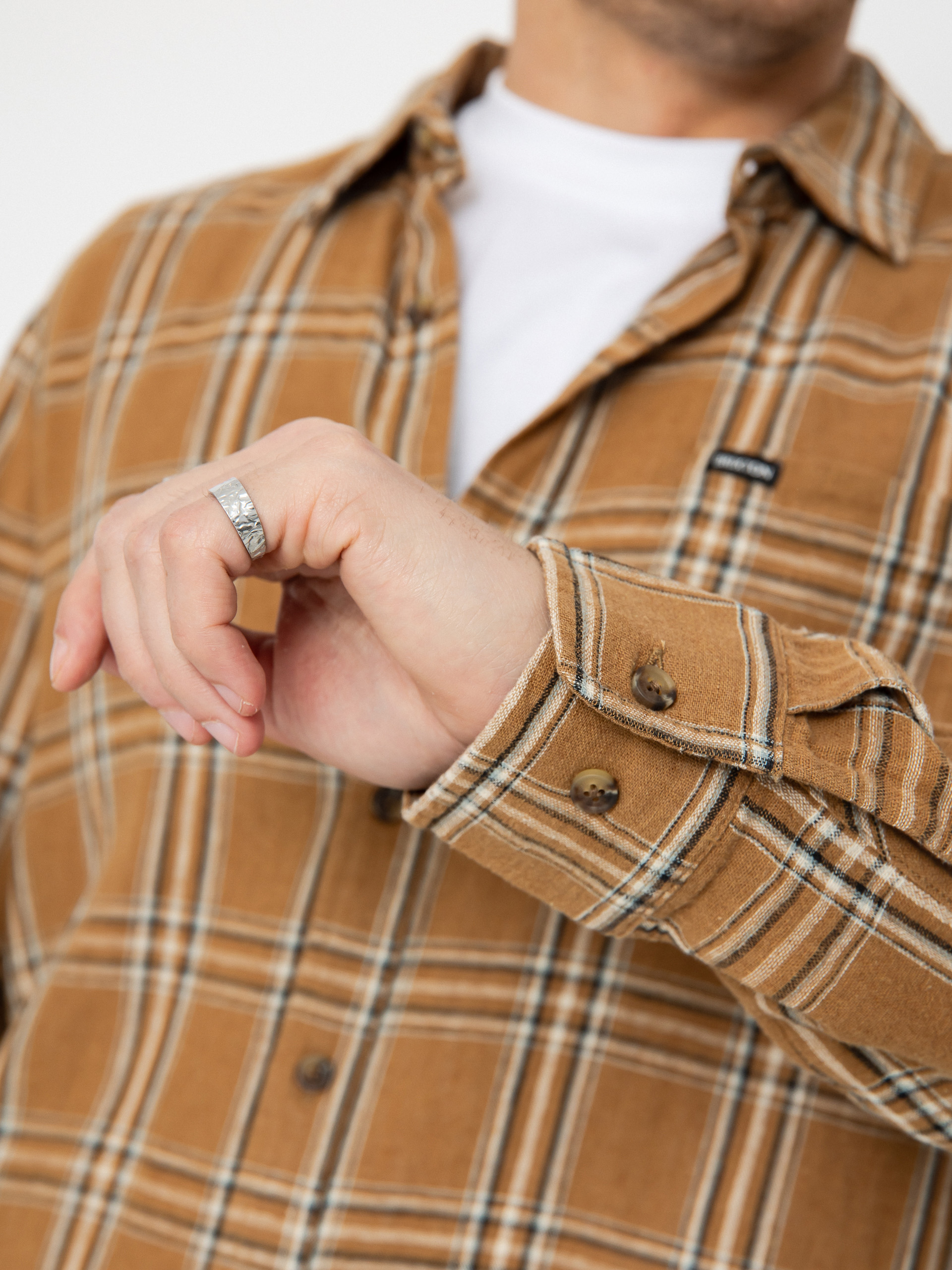 Koszula Brixton Charter Linen Blend Ls (washed cooper/whitecap plaid)