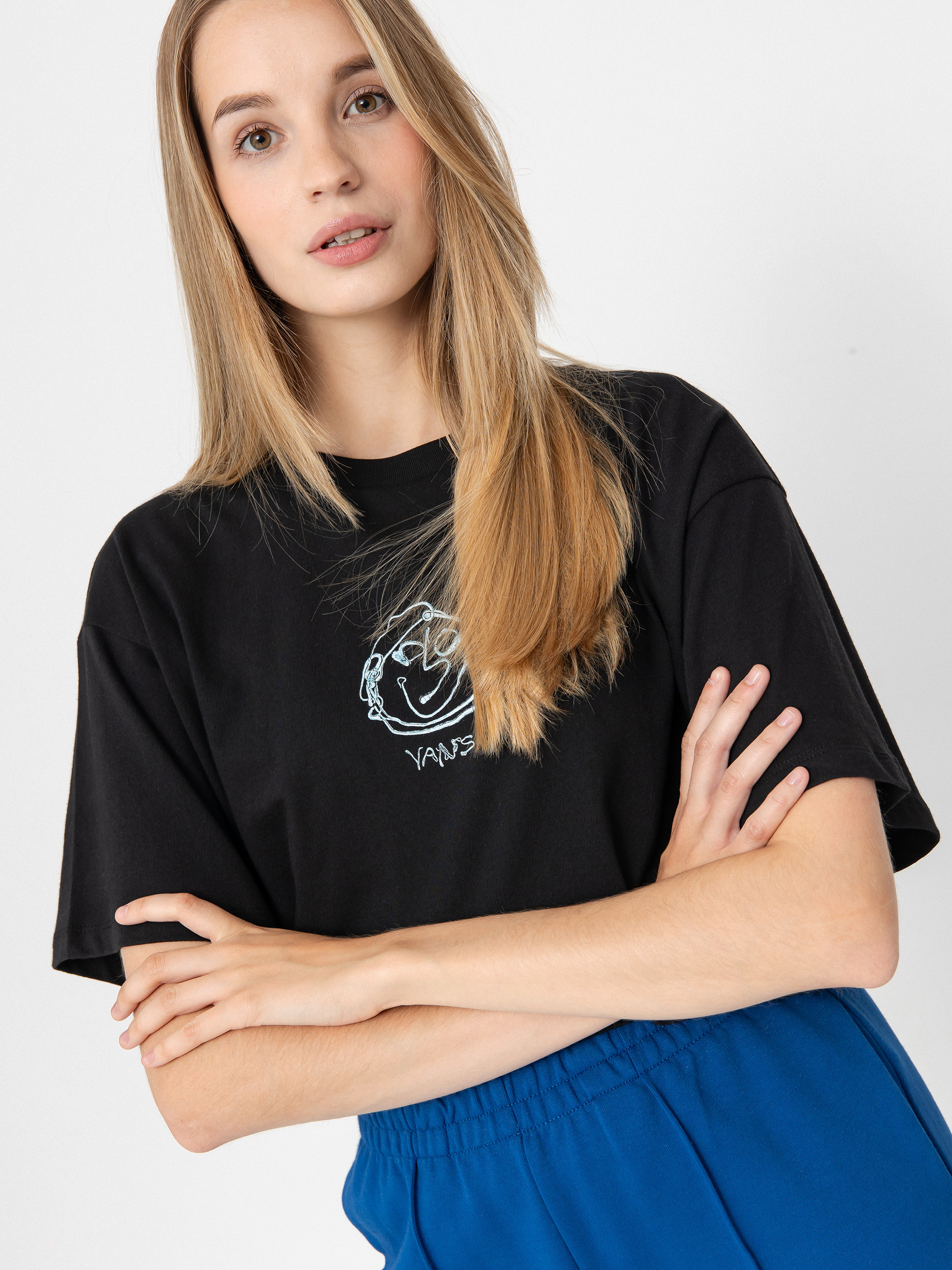 T-shirt Vans Grinning Face Relax Crop Wmn (black)