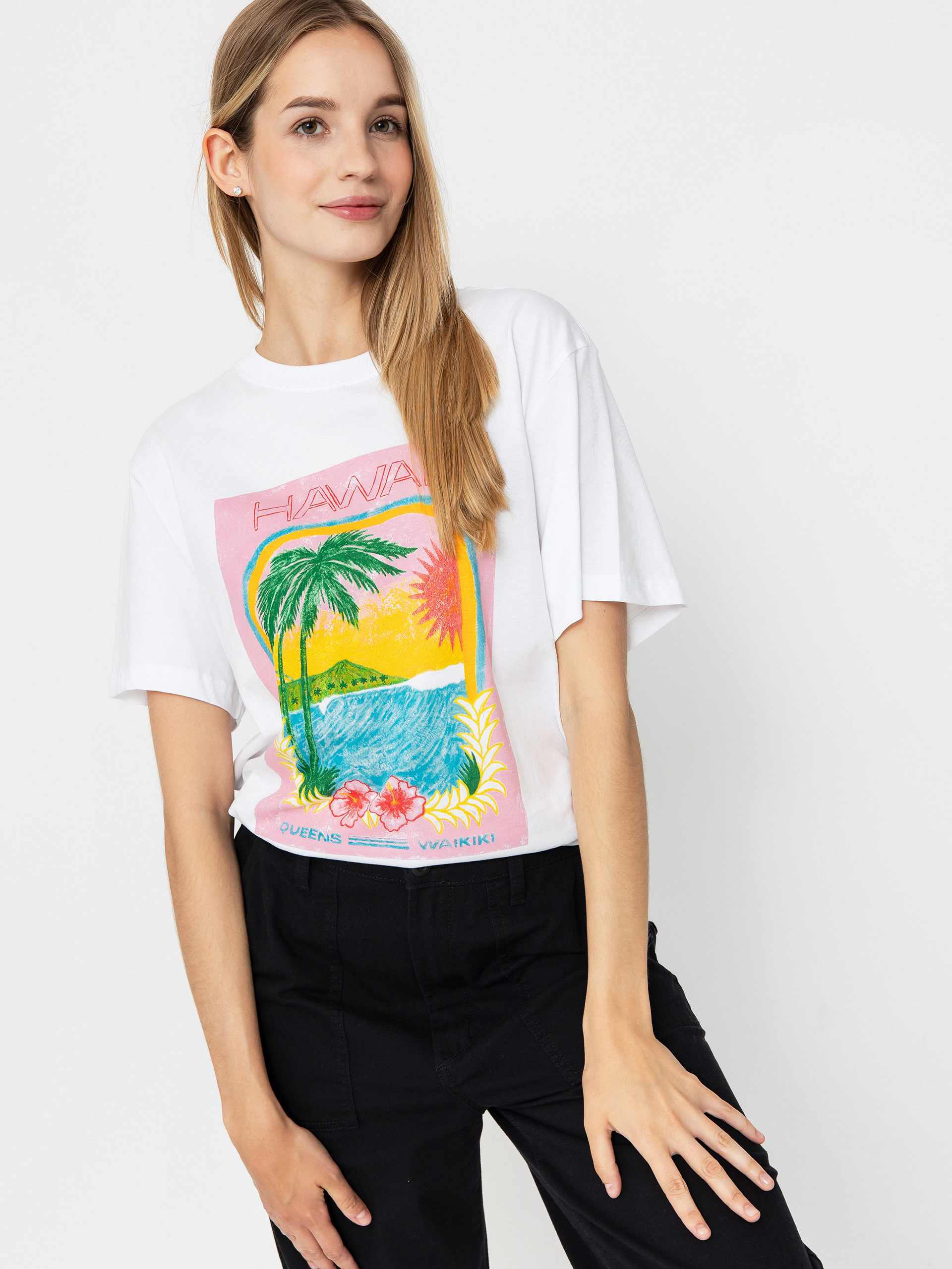 T-shirt Roxy Atlas Hangloose Wmn (bright white hawaii)