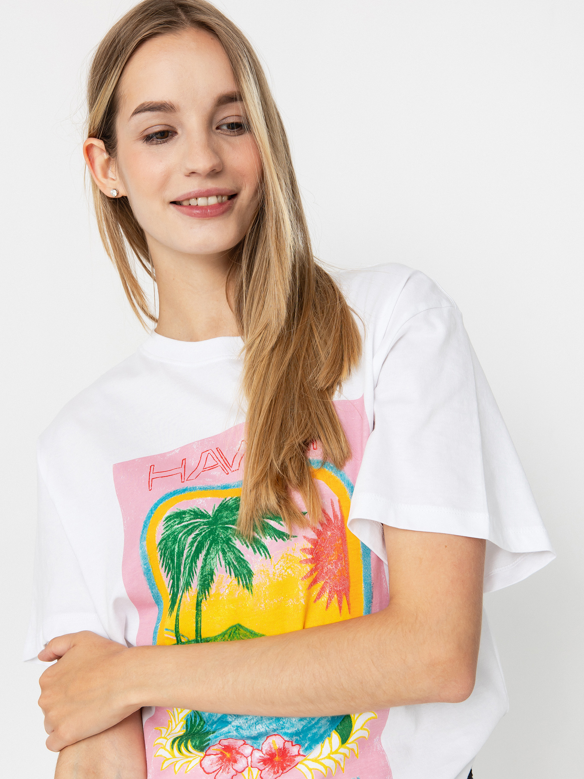 T-shirt Roxy Atlas Hangloose Wmn (bright white hawaii)