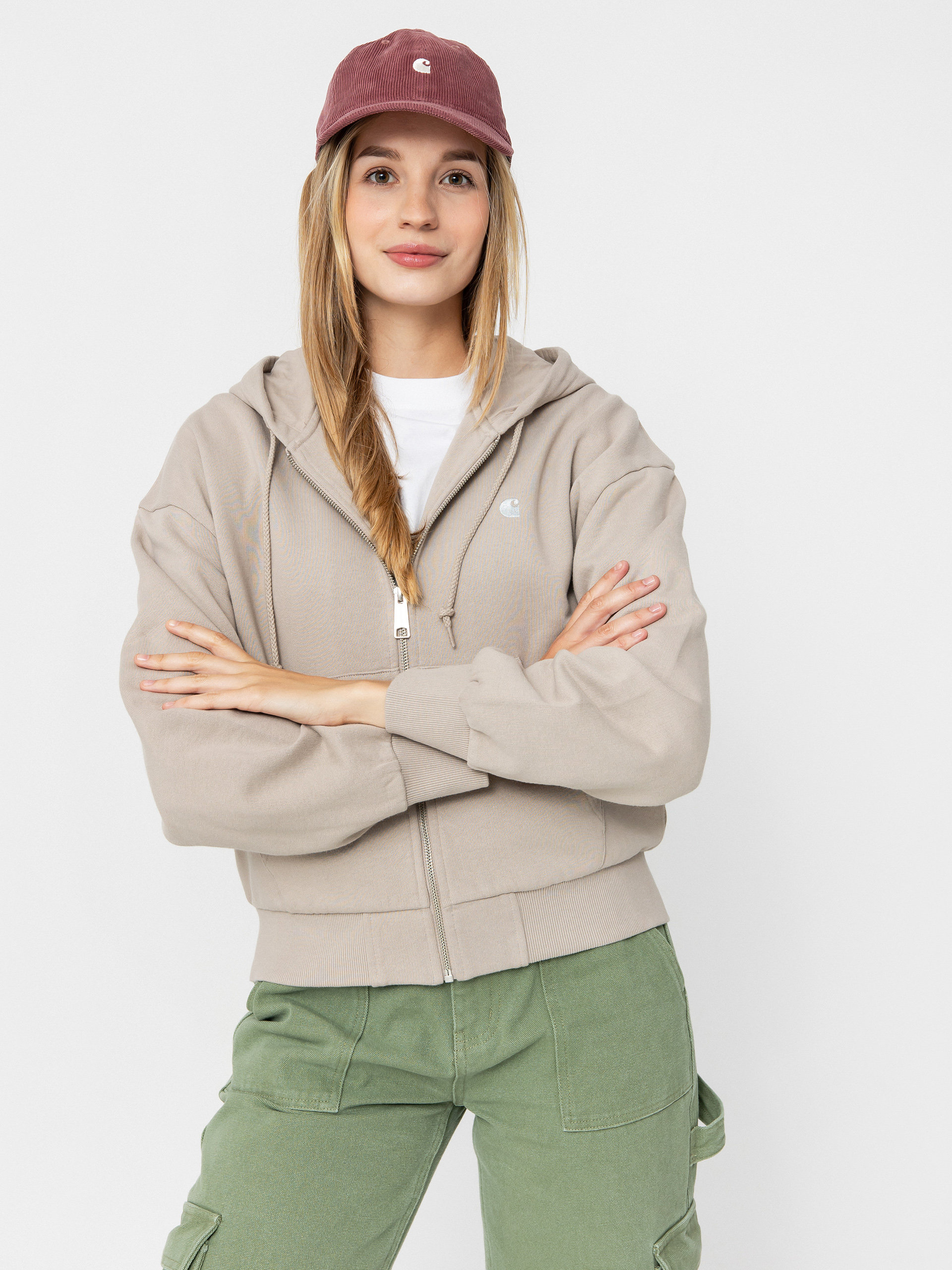 Bluza z kapturem Carhartt WIP Casey ZHD Wmn (dusky beige/silver)