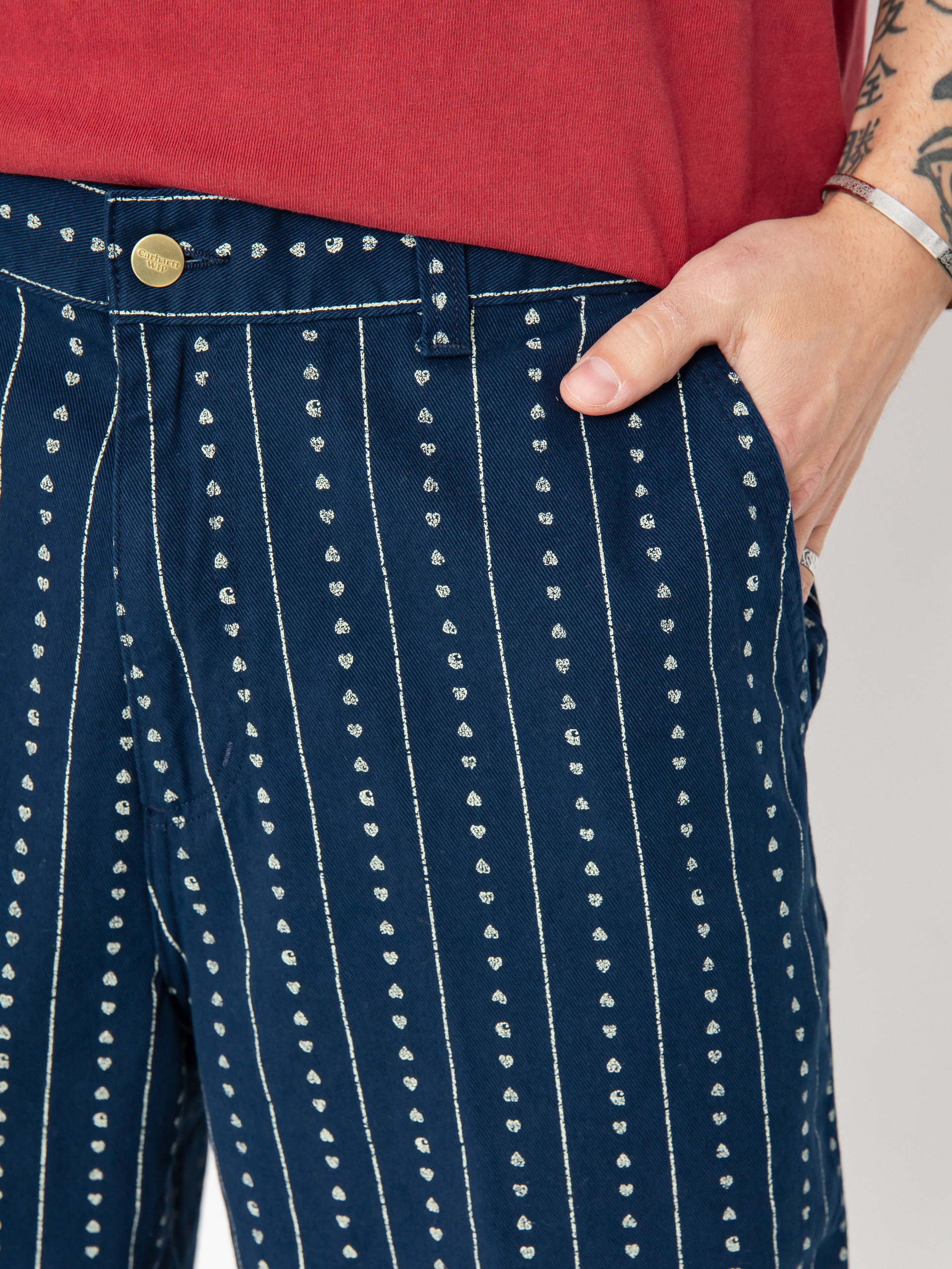 Szorty Carhartt WIP Drewe (heart c pinstripe/ink/natural)