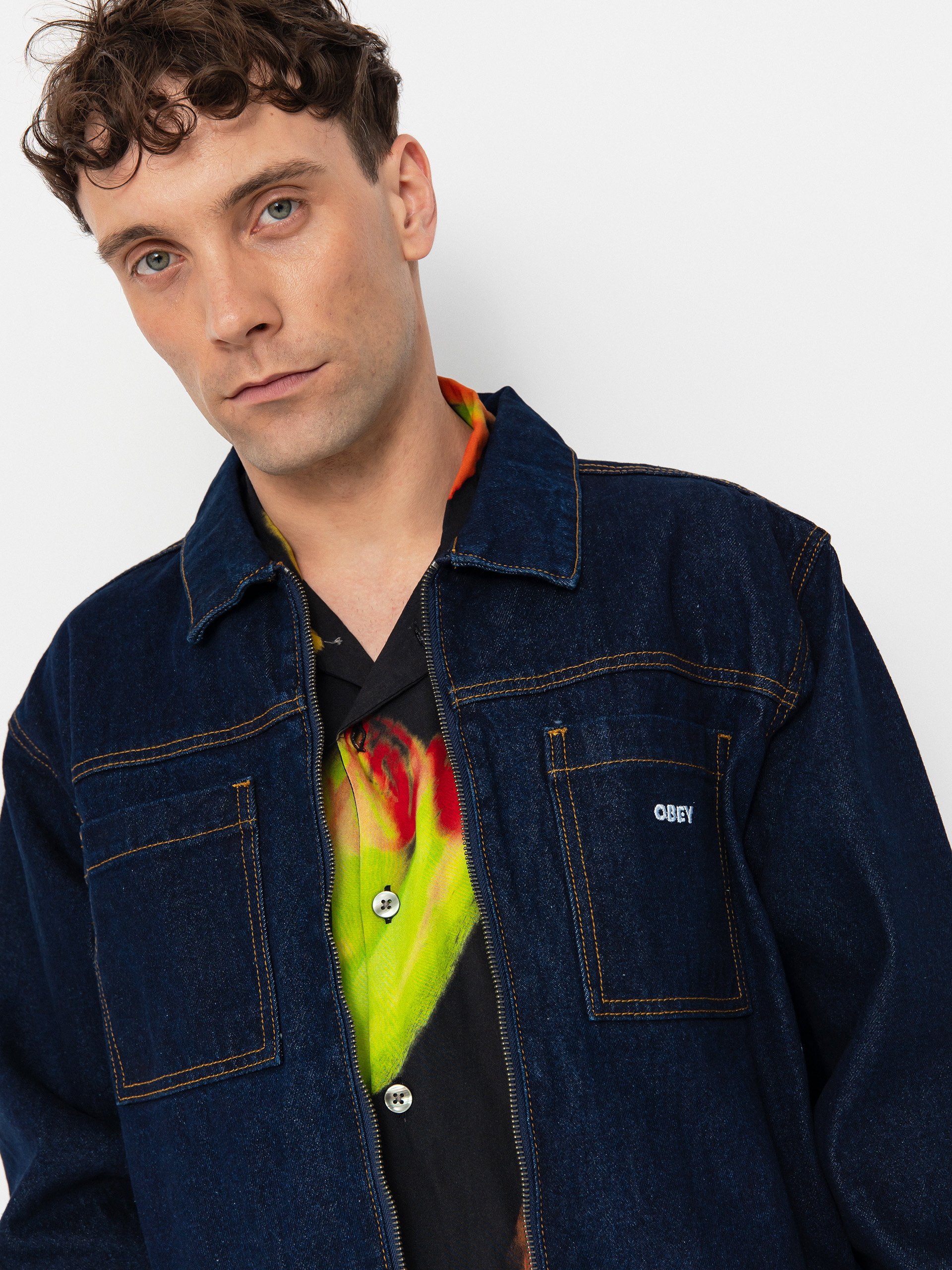 Kurtka OBEY Icon Hardwork (rinse indigo)