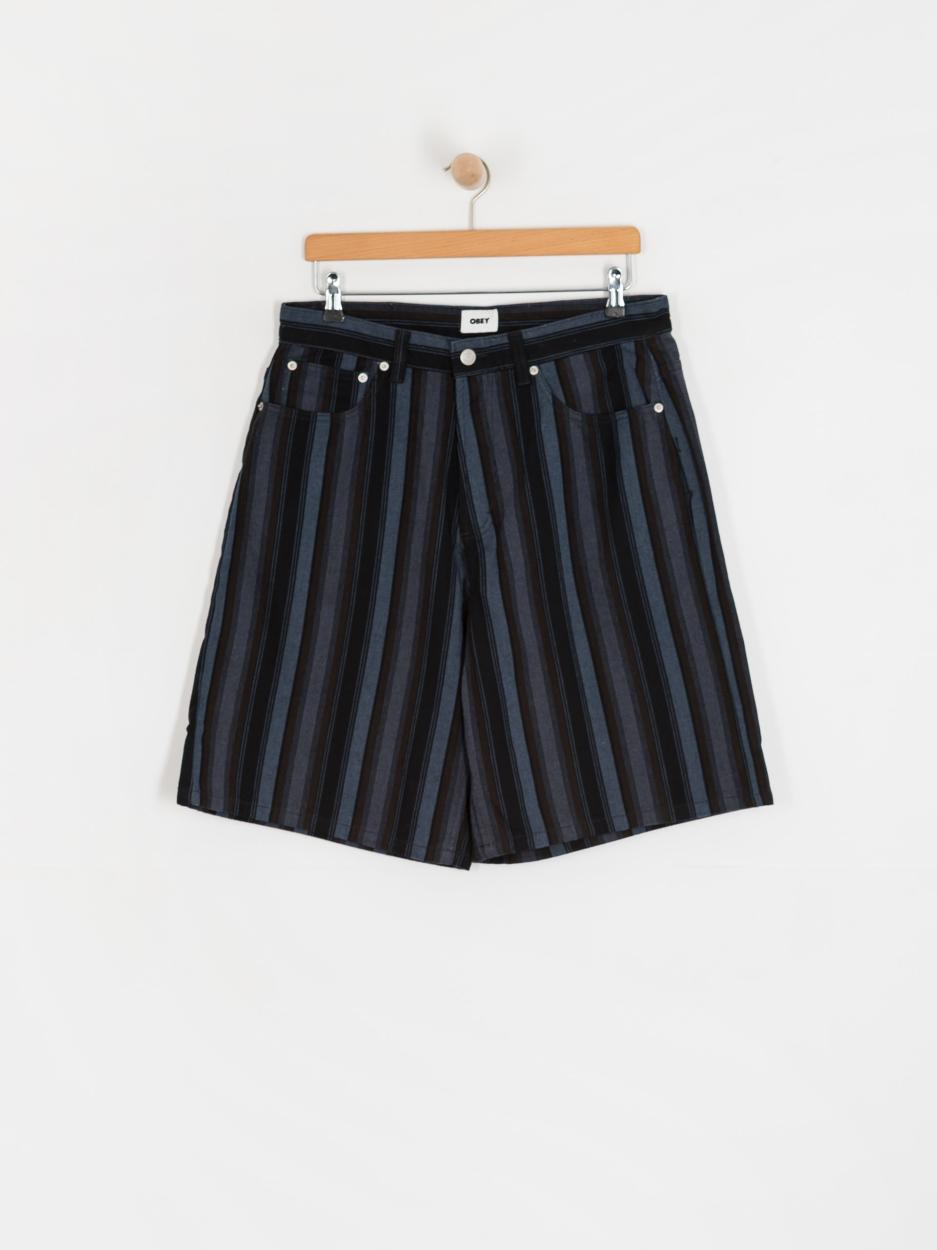 Szorty OBEY Baja Stripe Baggy Denim (black multi)