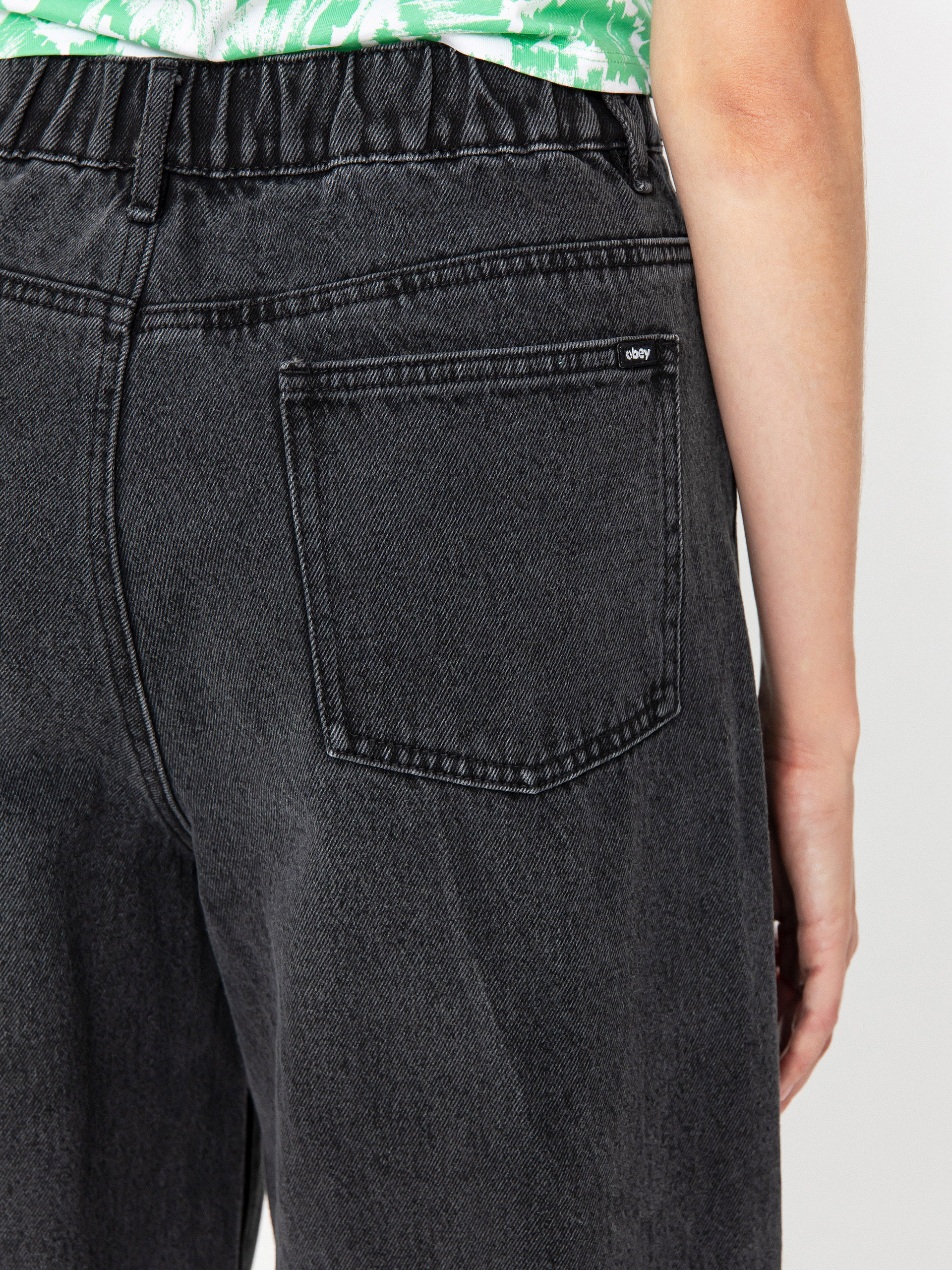 Spodnie OBEY Leah III Baggy Denim Wmn (black ash)