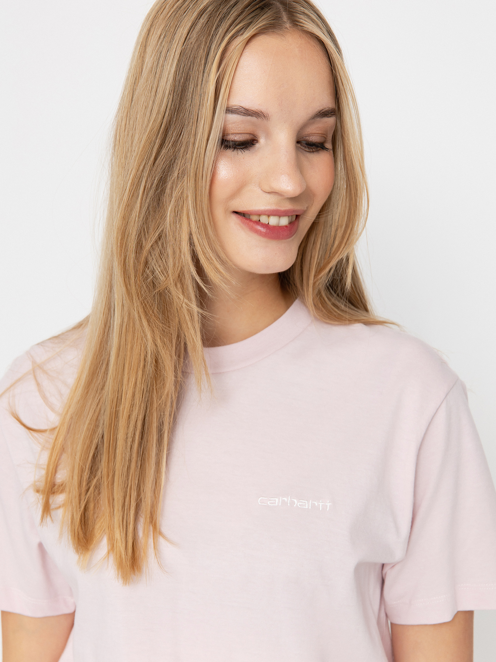 T-shirt Carhartt WIP Script Embroidery Wmn (air pink/wax)