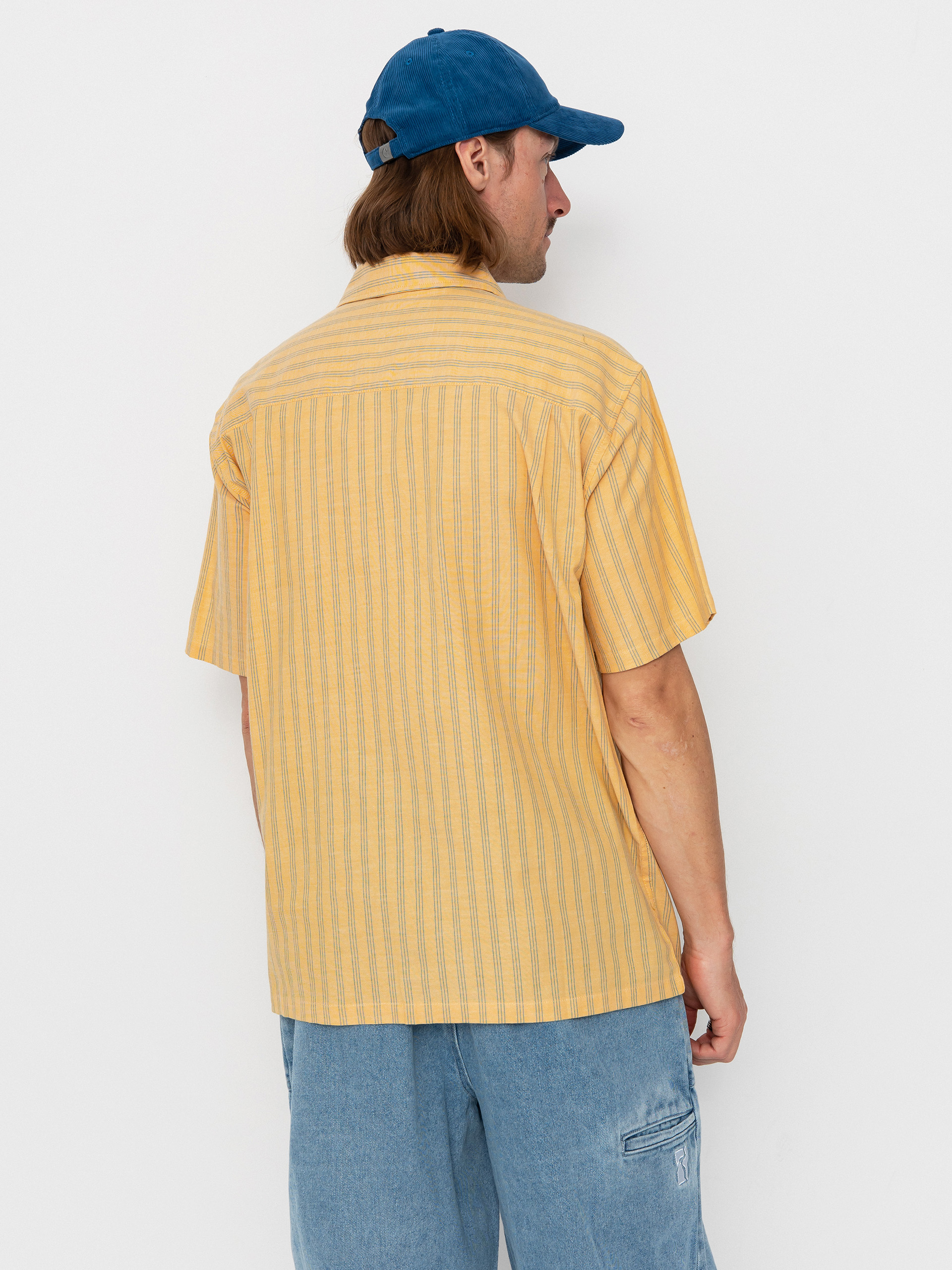 Koszula Brixton Cru Oxford Stripe (curry/ivy green stripe)