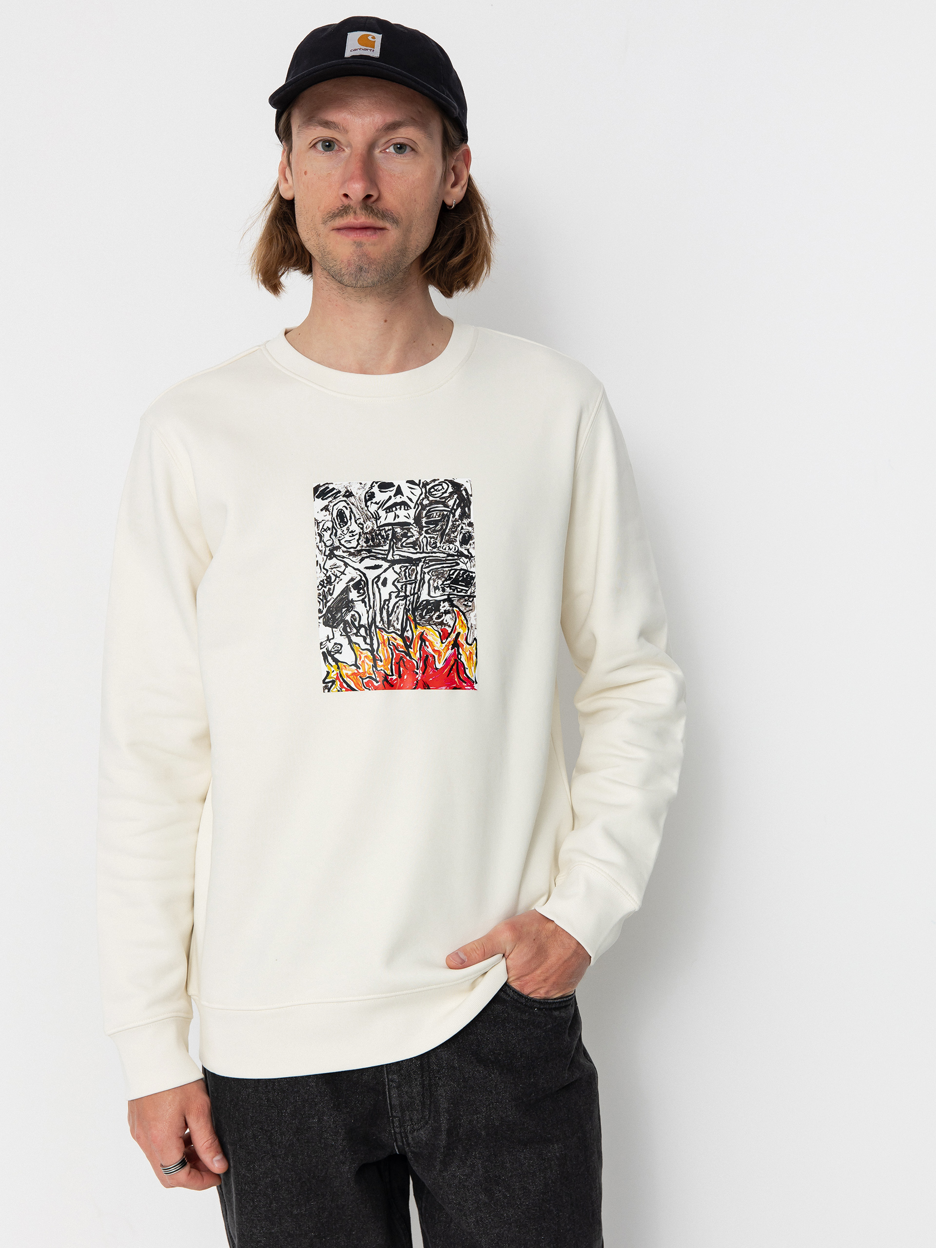 Bluza Poetic Collective Burning Skull (ivory)