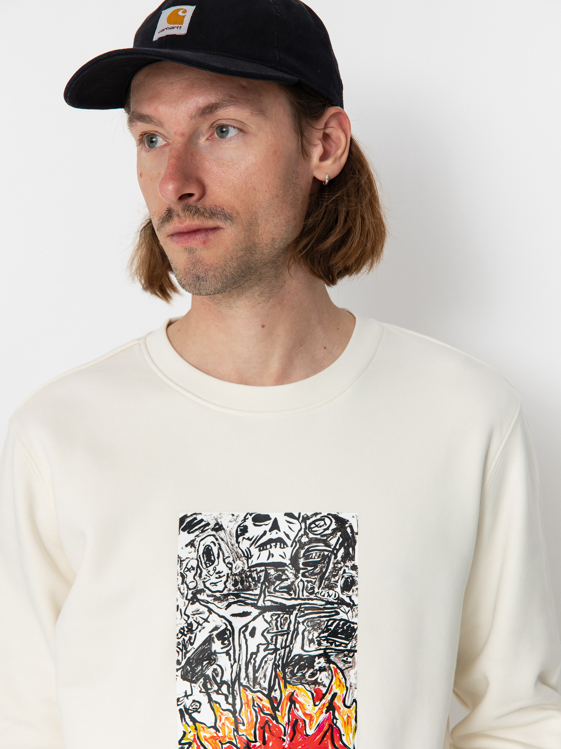 Bluza Poetic Collective Burning Skull (ivory)
