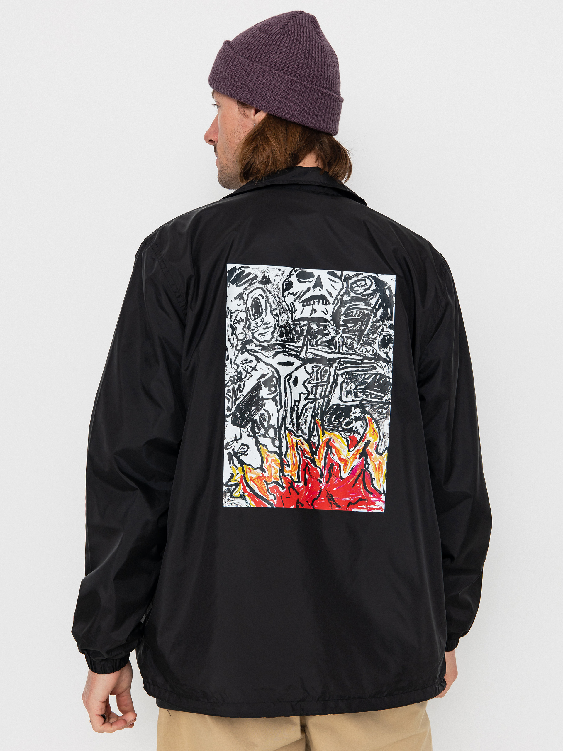Kurtka Poetic Collective Burning Skull Coach (black)