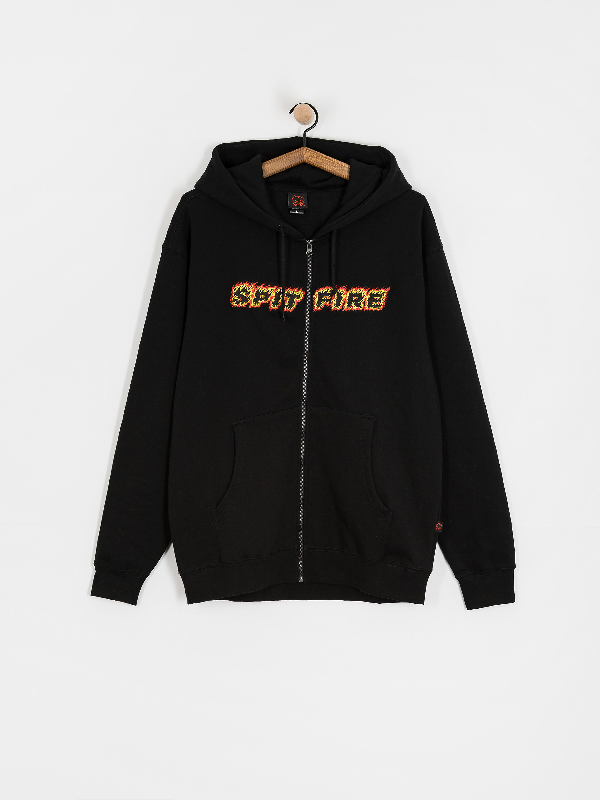 Bluza z kapturem Spitfire Flames Script ZHD (black)