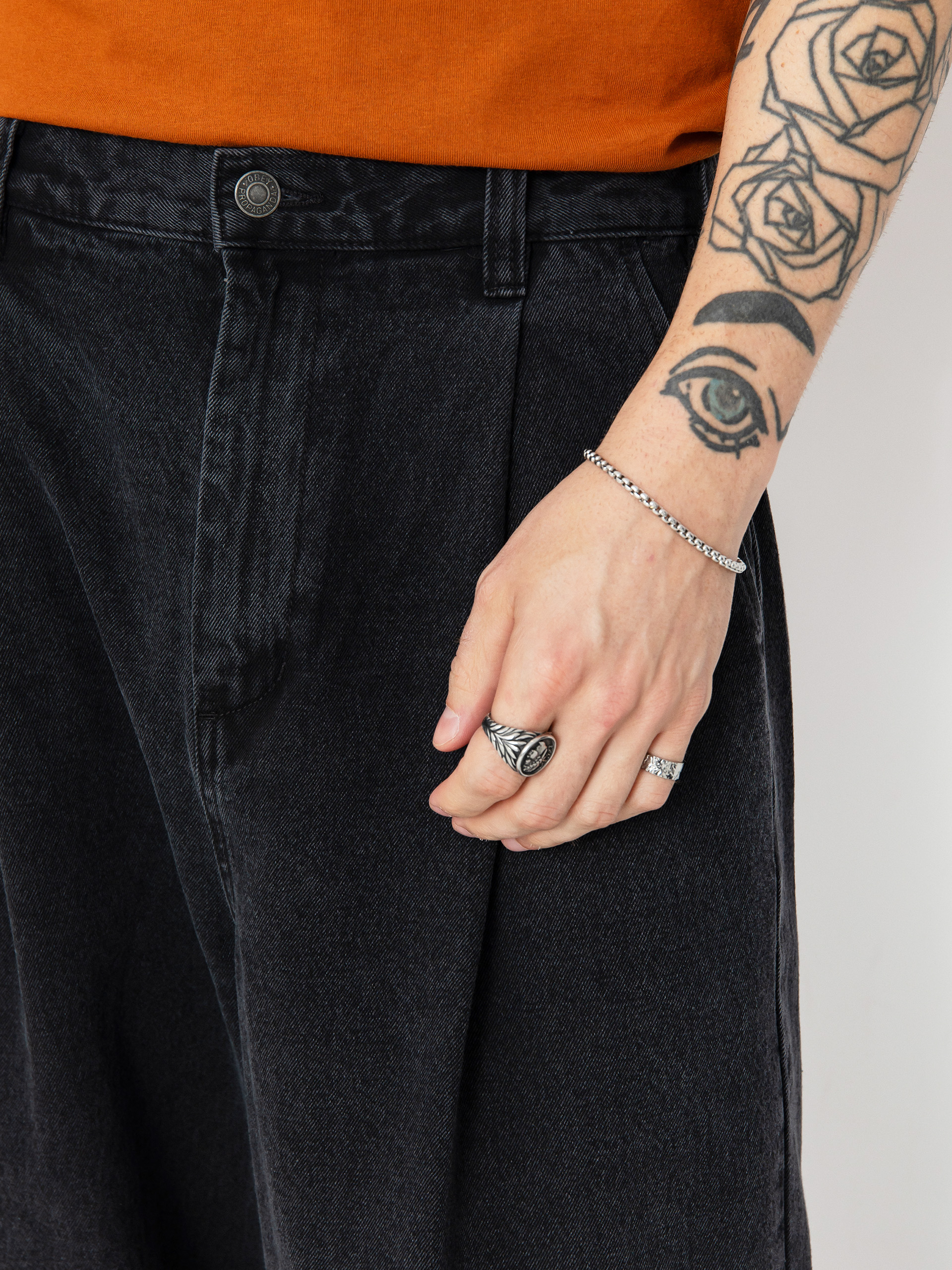 Spodnie OBEY Oliver Denim Pleated (faded black)