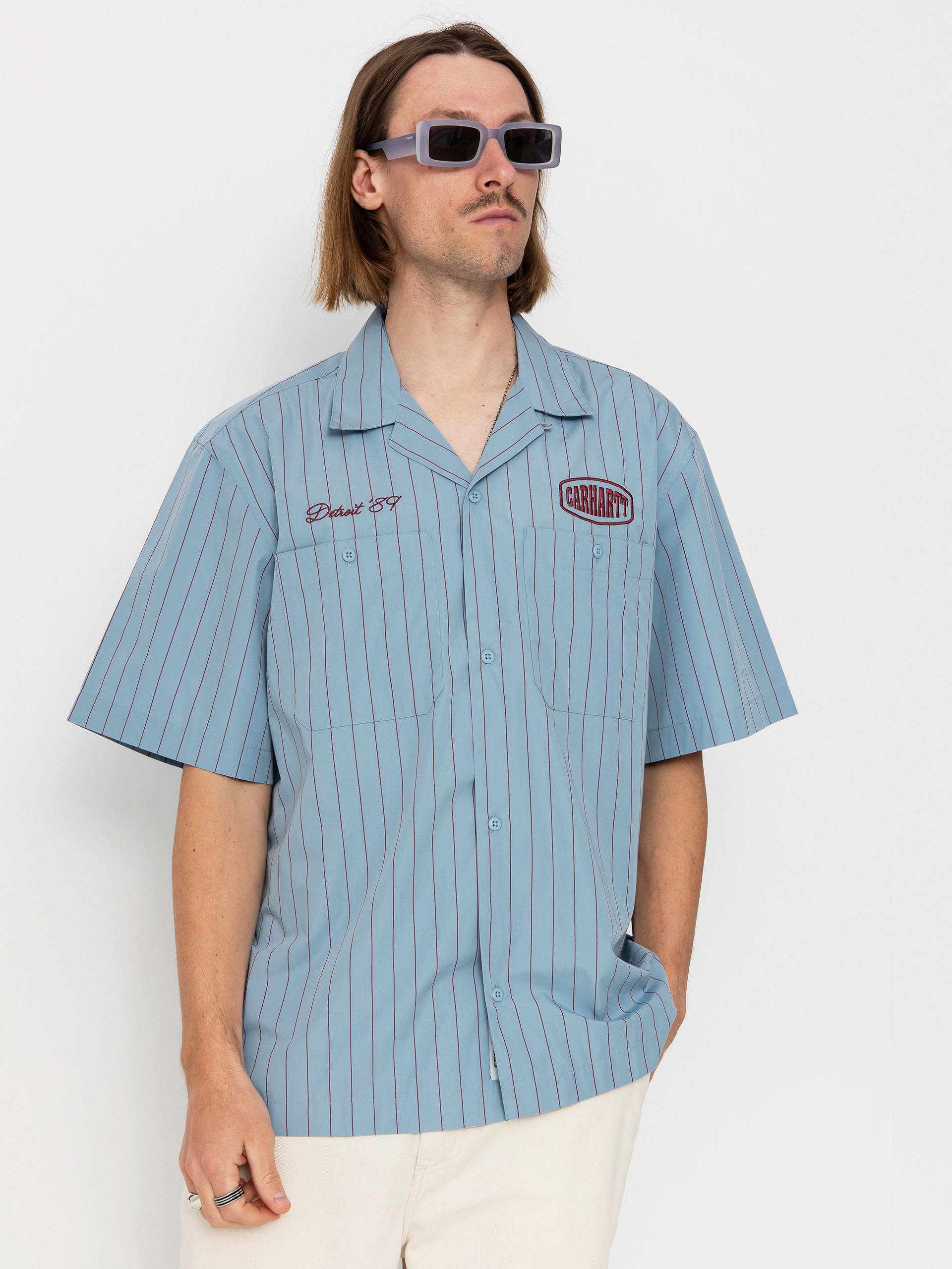 Koszula Carhartt WIP Hendry (seaton stripe/frosted blue/mulberry)