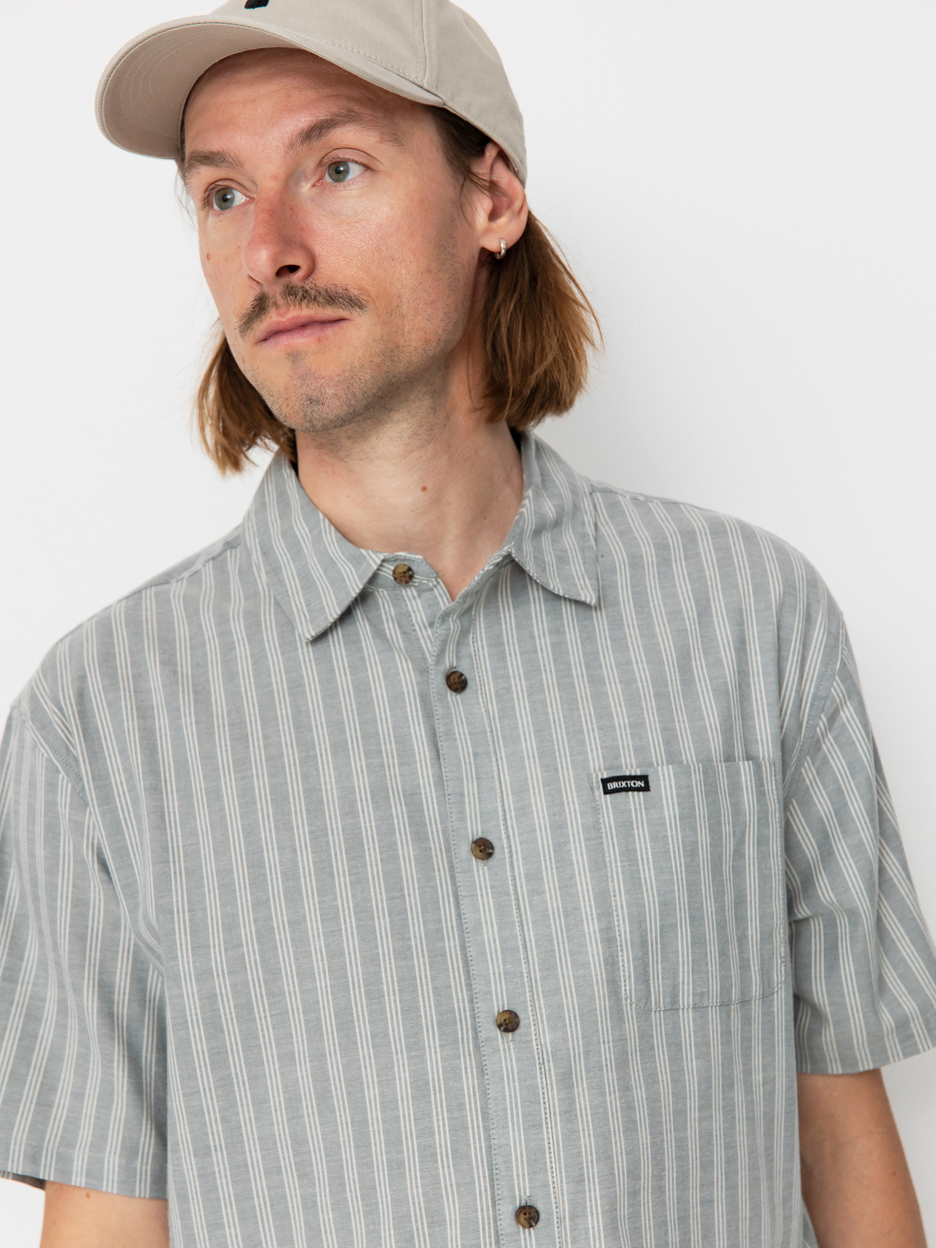 Koszula Brixton Cru Oxford Stripe (basalt blue/whitcap stripe)