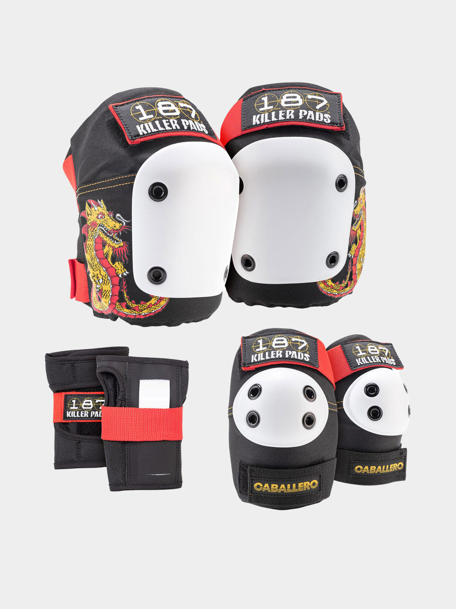 Ochraniacze 187 Killer Pads Jr Six Pack Set Caballero JR (black/red/gold)