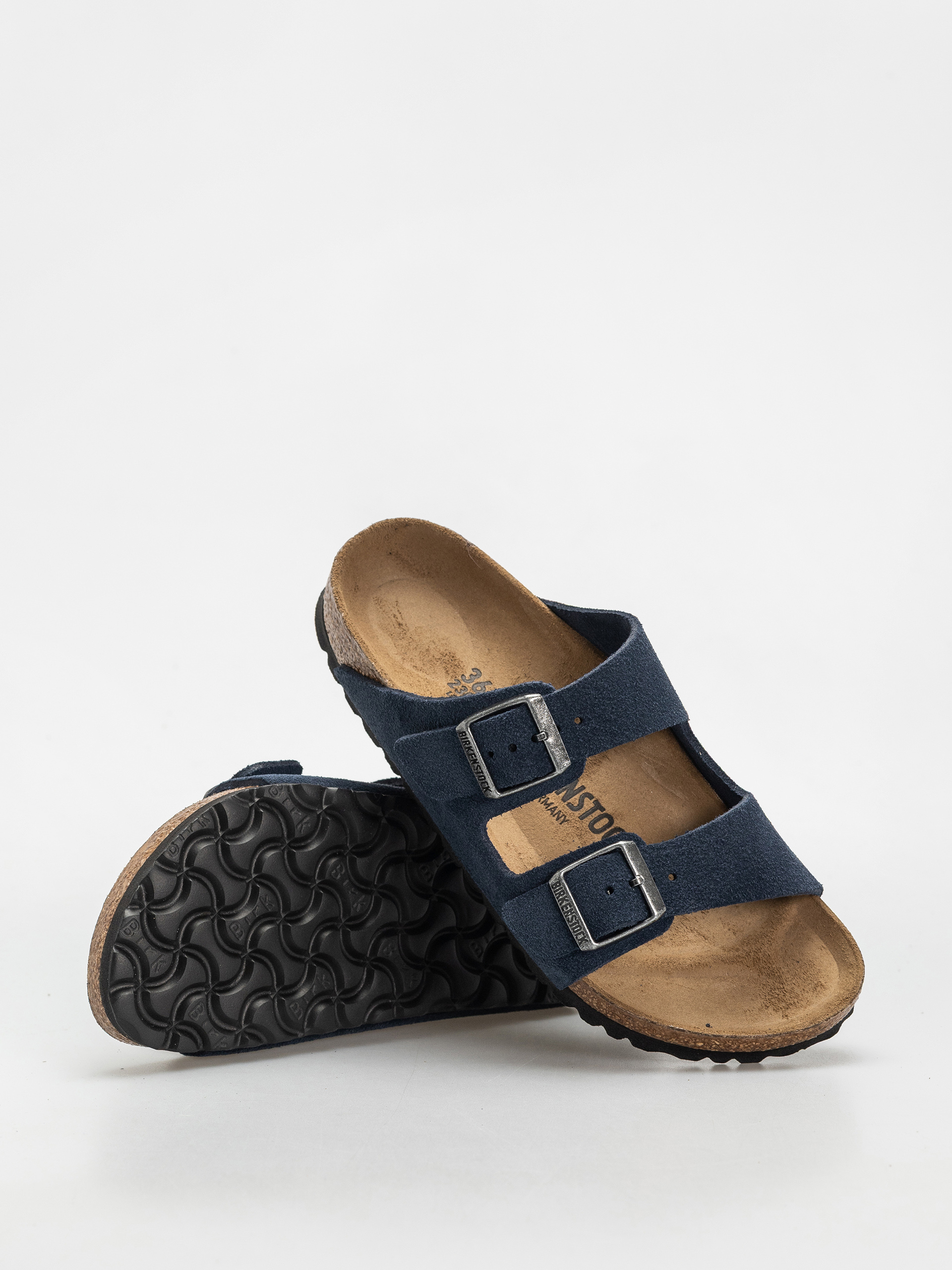 Klapki Birkenstock Arizona Suede Leather Narrow Wmn (new navy)