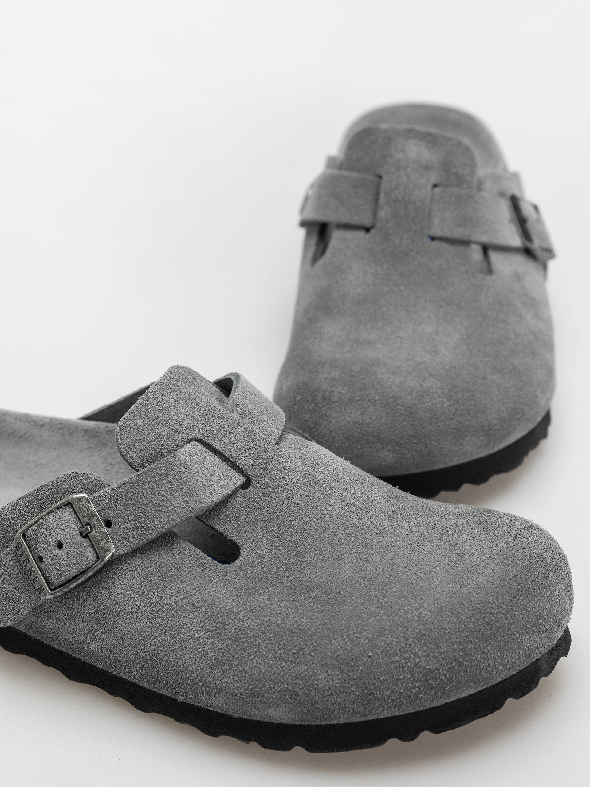 Klapki Birkenstock Boston SFB Suede Leather Narrow Wmn (basalt gray)