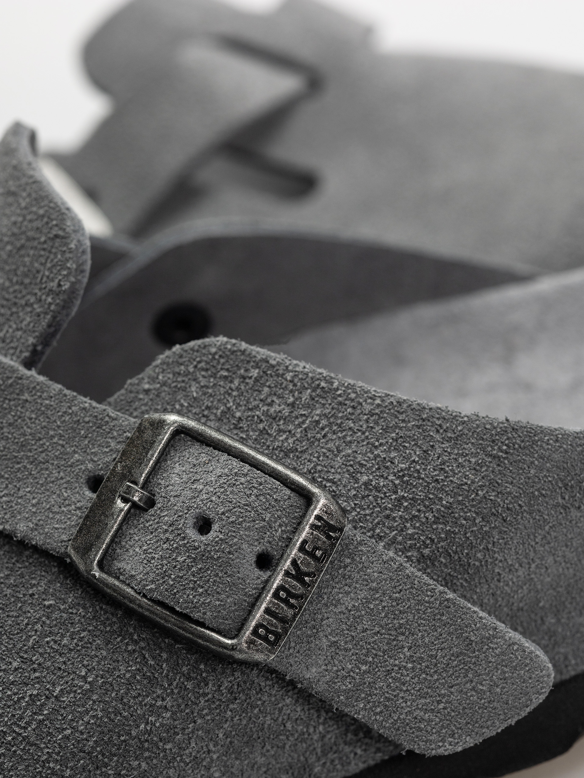 Klapki Birkenstock Boston SFB Suede Leather Narrow Wmn (basalt gray)