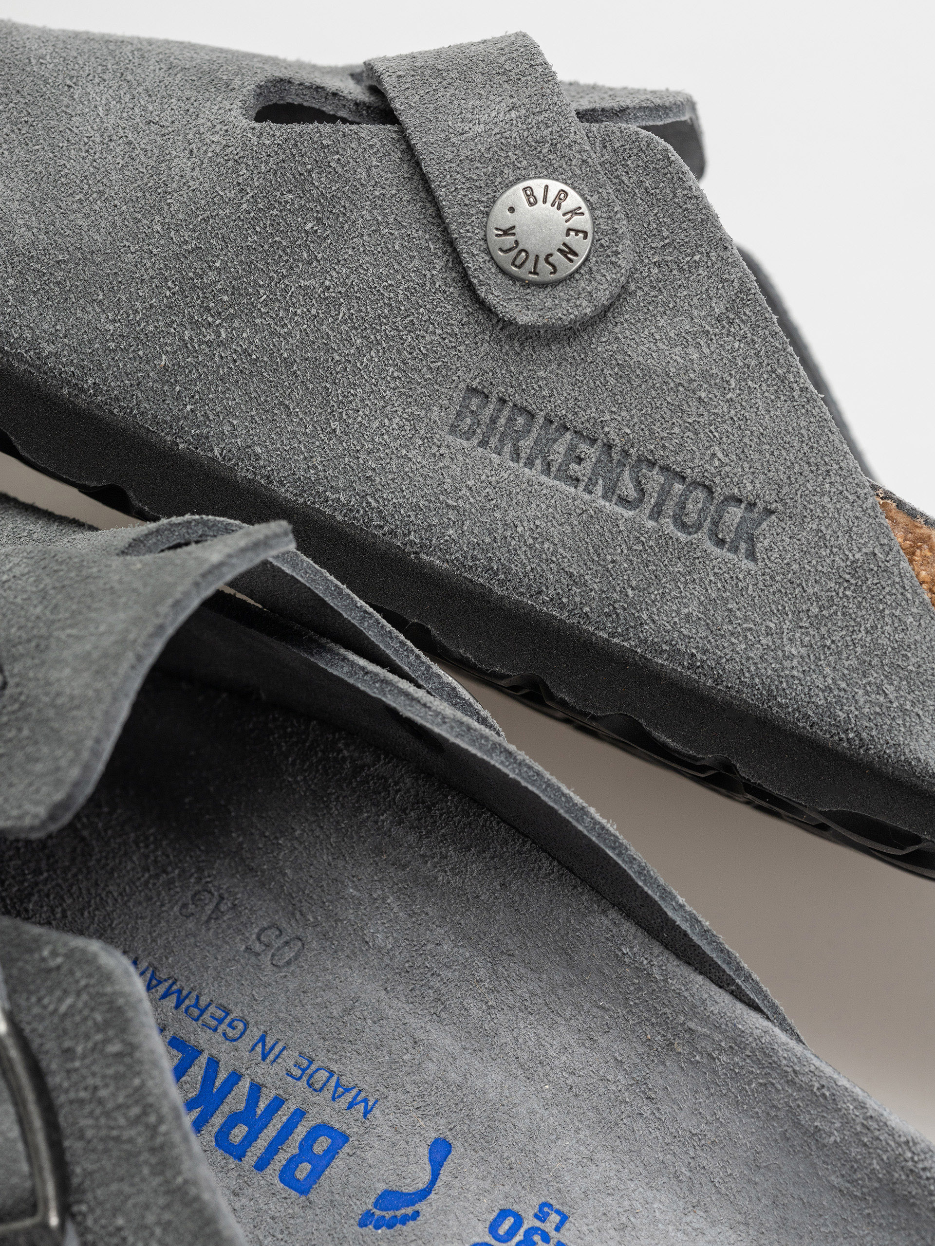 Klapki Birkenstock Boston SFB Suede Leather Narrow Wmn (basalt gray)