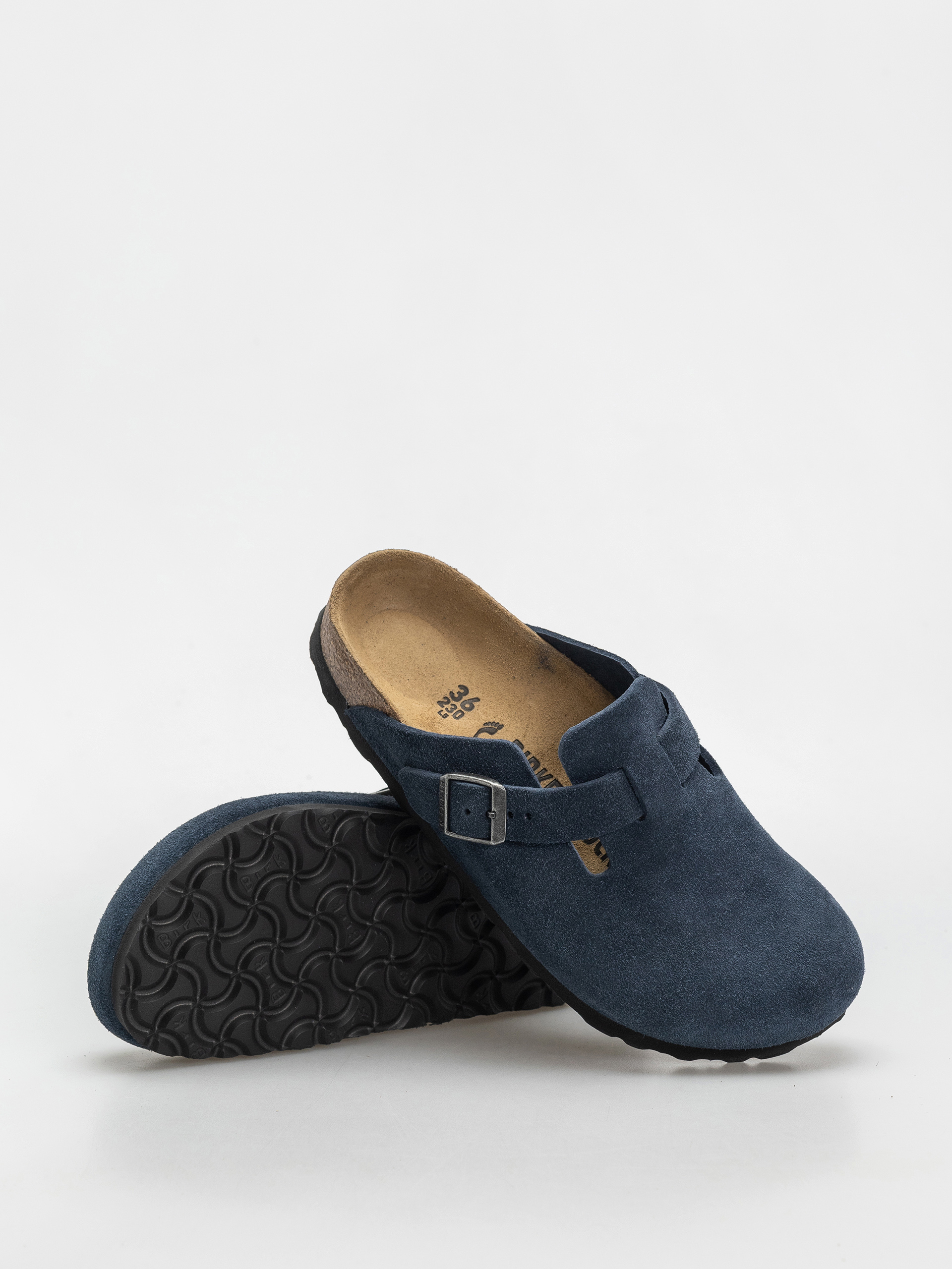 Klapki Birkenstock Boston Suede Leather Narrow Wmn (new navy)