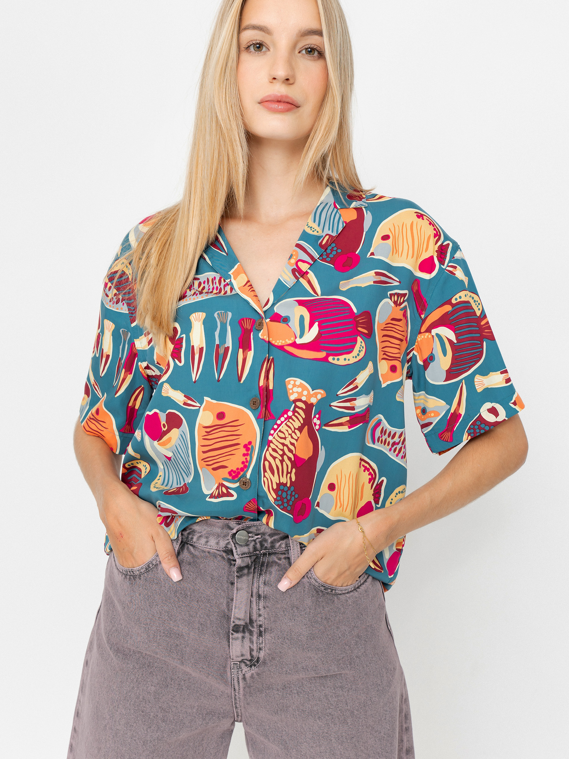 Koszula Patagonia Tidal Threads Wmn (wrasse/wetland blue)