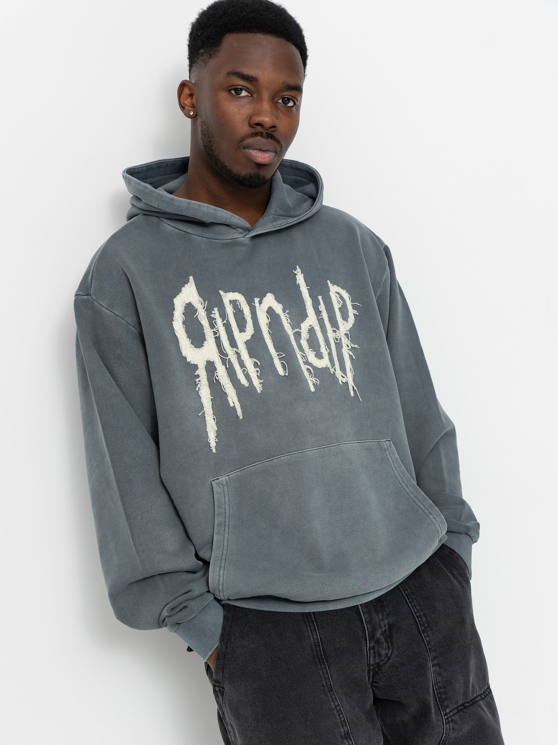 Bluza z kapturem RipNDip Insano Distressed HD (charcoal vintage wash)