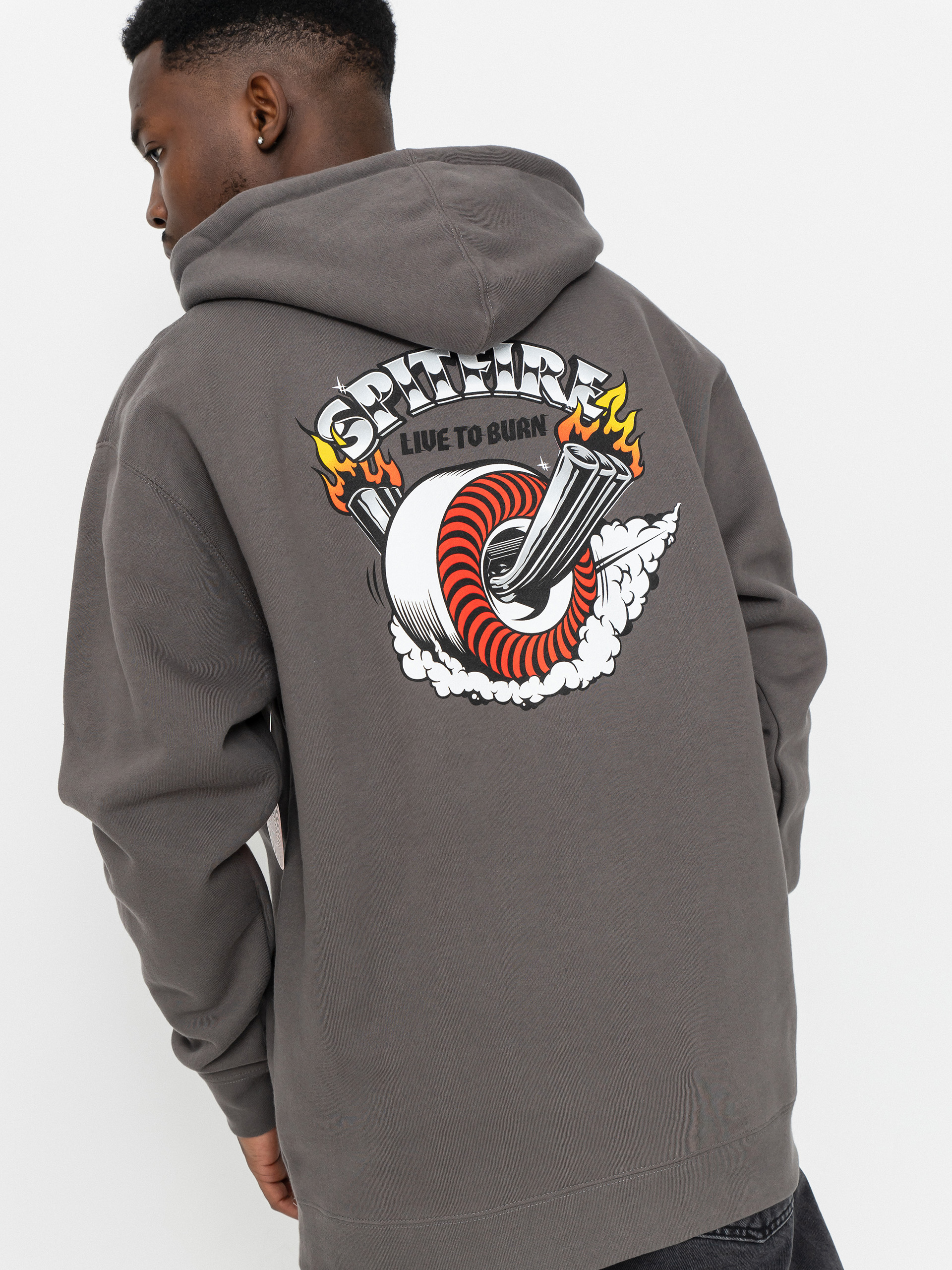 Bluza z kapturem Spitfire Burnout HD (charcoal solid w/multi color prints)
