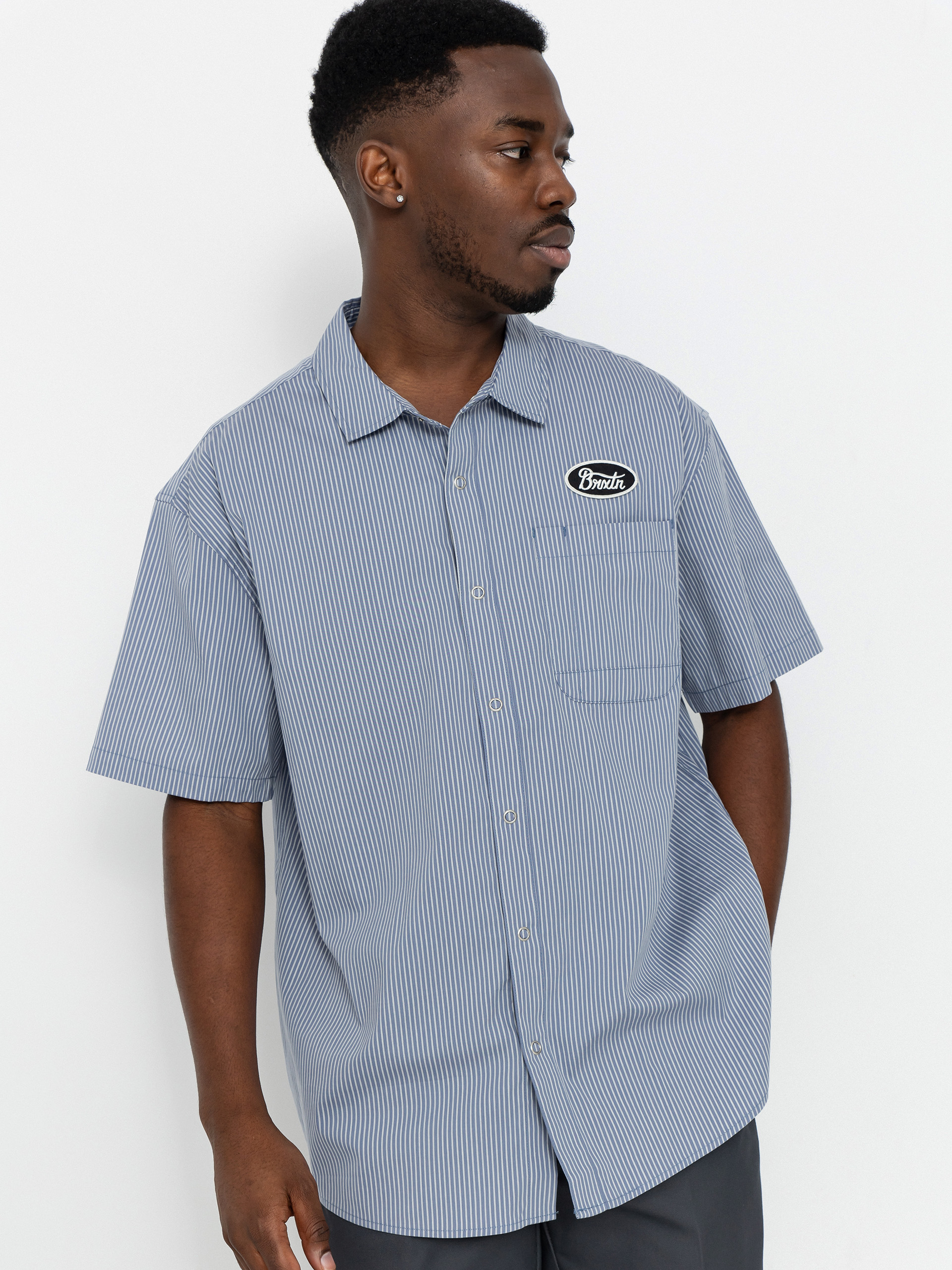 Koszula Brixton Builders Auto (twilight blue/white stripe)
