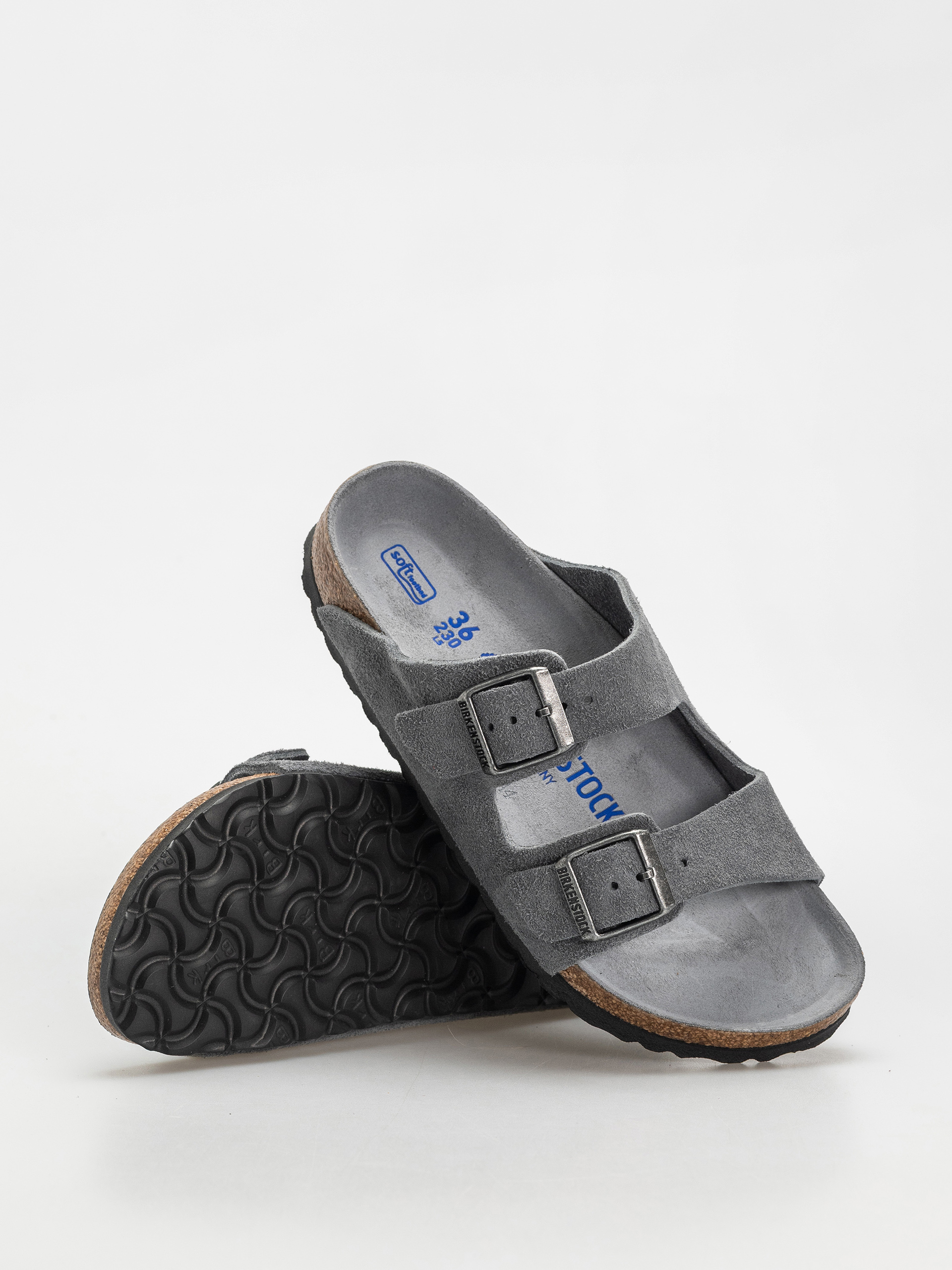 Klapki Birkenstock Arizona Suede Leather Narrow Wmn (basalt gray)