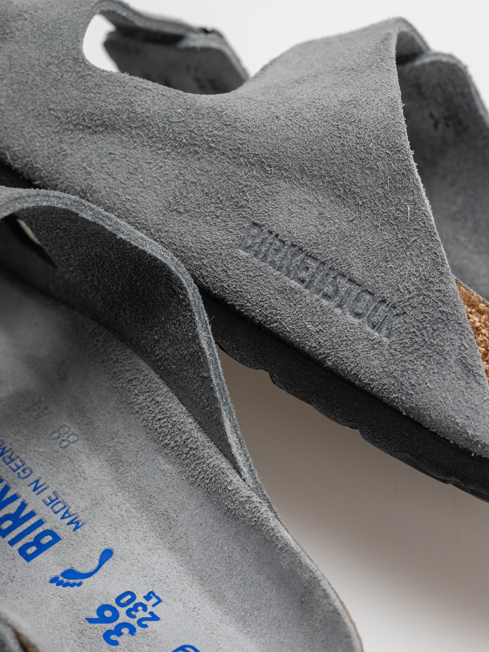 Klapki Birkenstock Arizona Suede Leather Narrow Wmn (basalt gray)