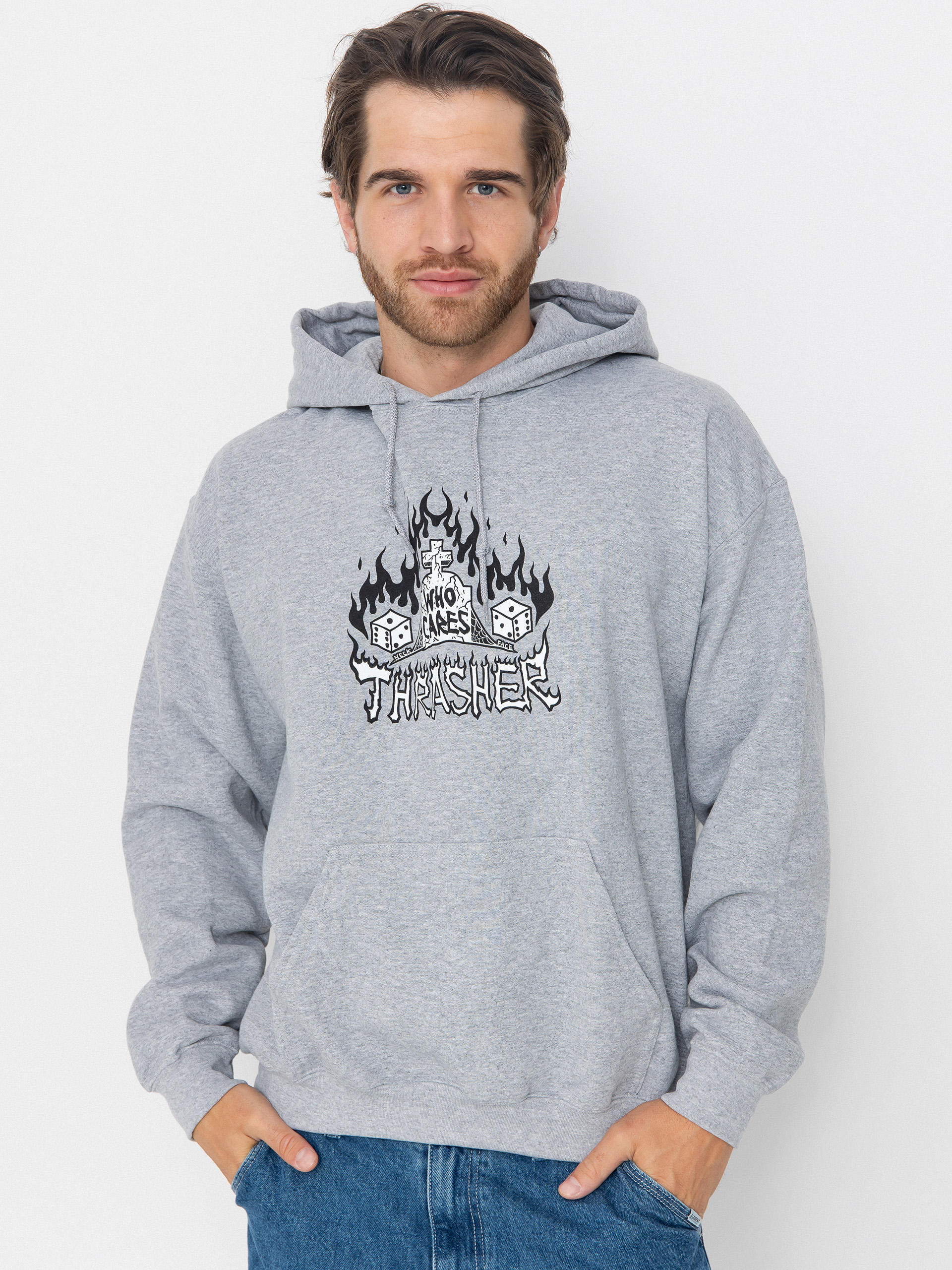 Bluza z kapturem Thrasher Who Cares By Neckface HD (grey)