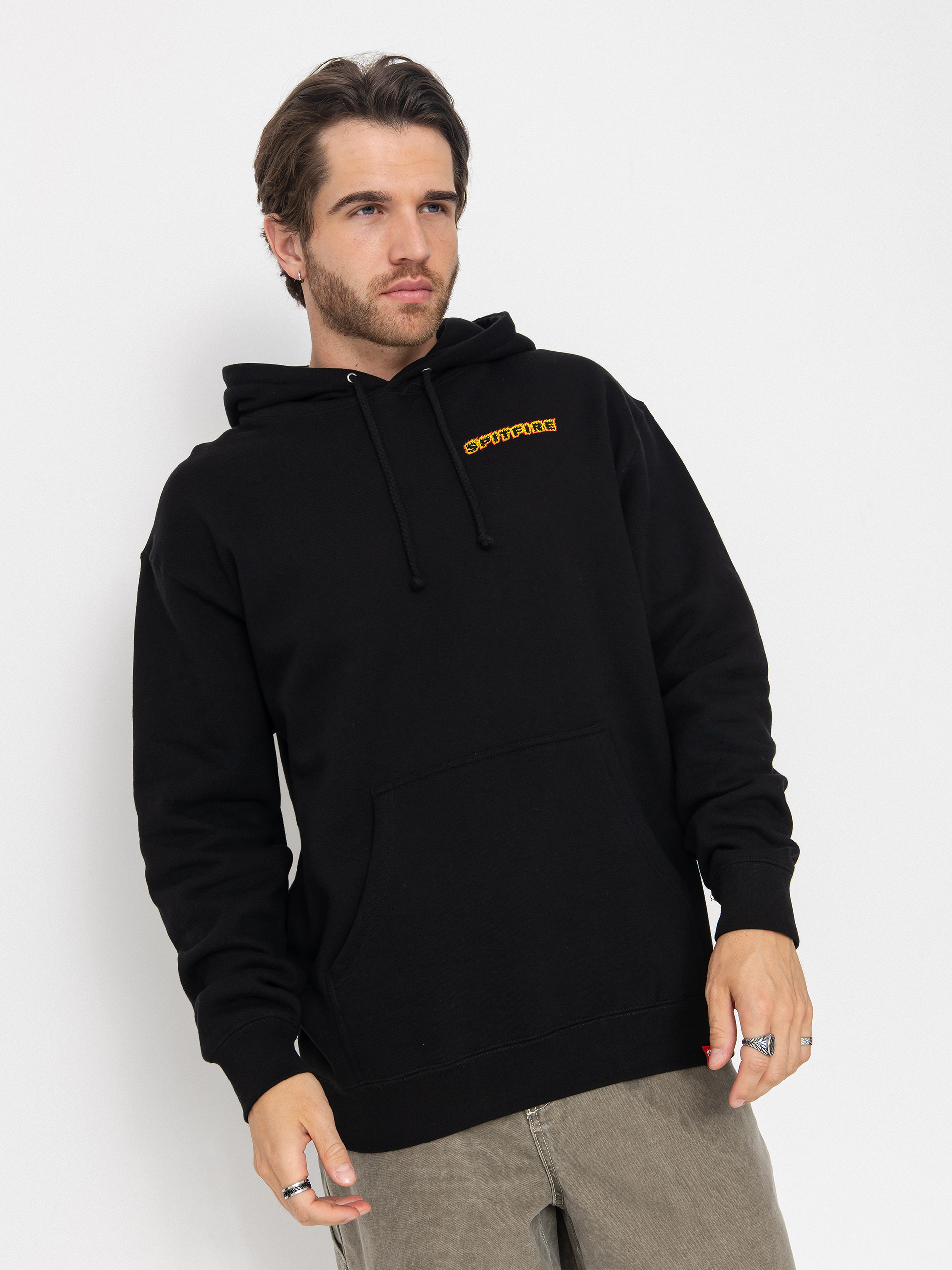 Bluza z kapturem Spitfire Og Classic Flame HD (black w/red&yellow prints)