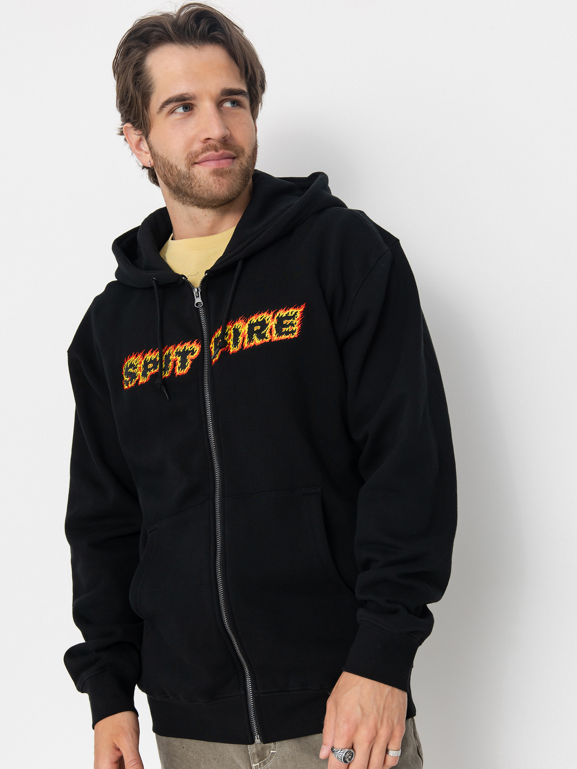 Bluza z kapturem Spitfire Flames Script ZHD (black)