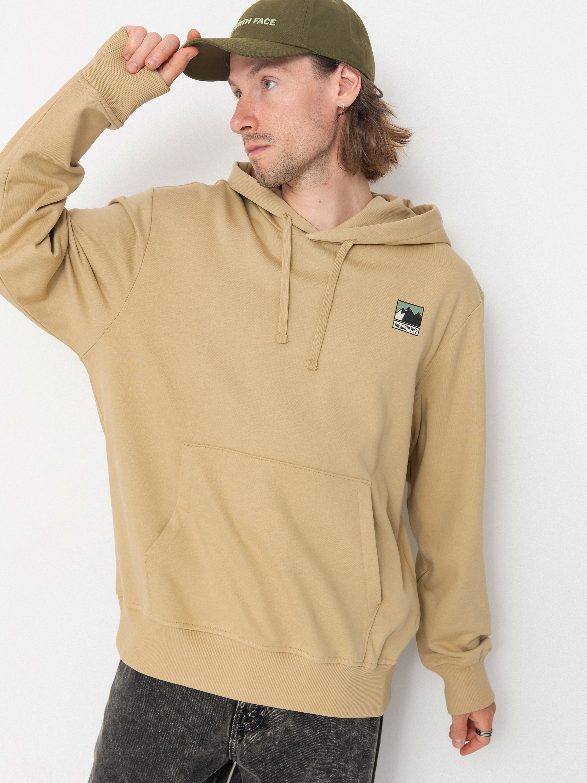 Bluza z kapturem The North Face Mountain Logo Relaxed HD (khaki stone)
