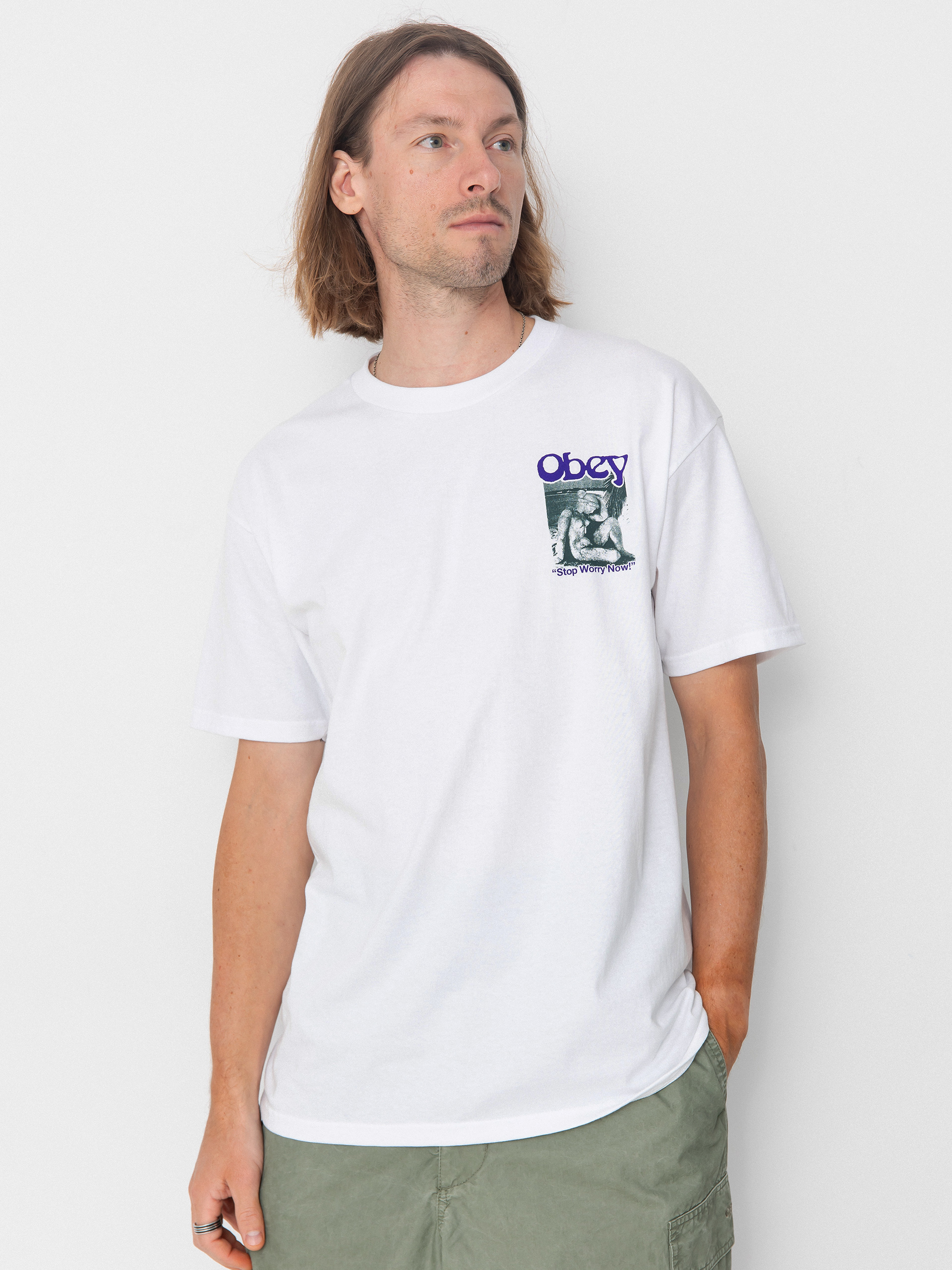 T-shirt OBEY Stop Worry Now (white)