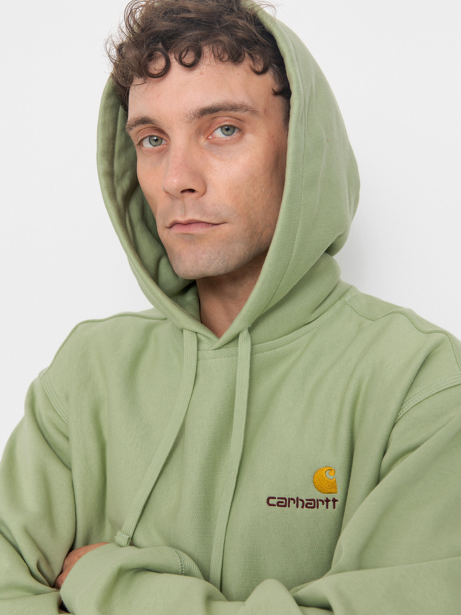 Bluza z kapturem Carhartt WIP American Script HD (pale olive)