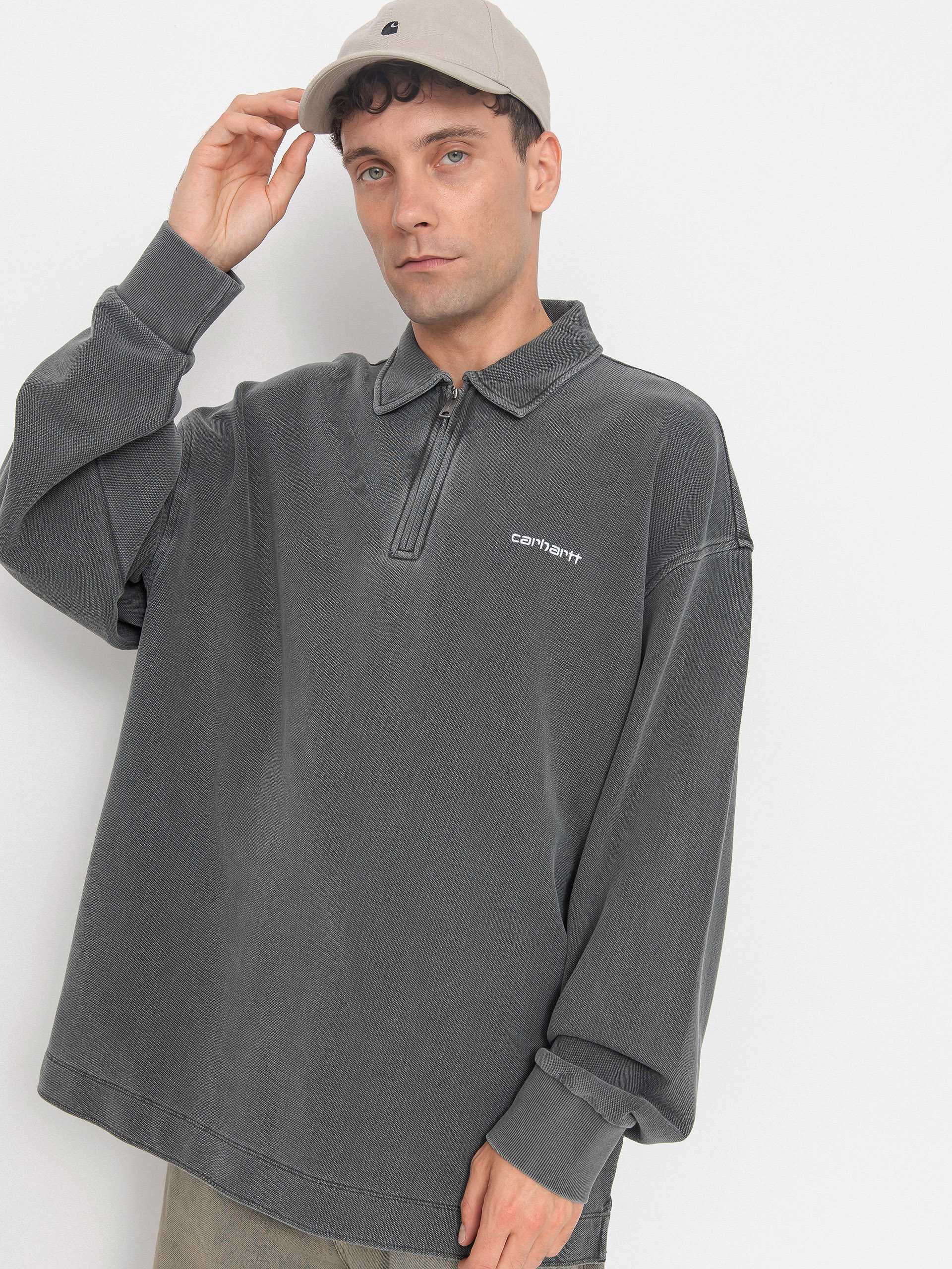 Bluza Carhartt WIP Piqué Script (black/white/garment dyed)