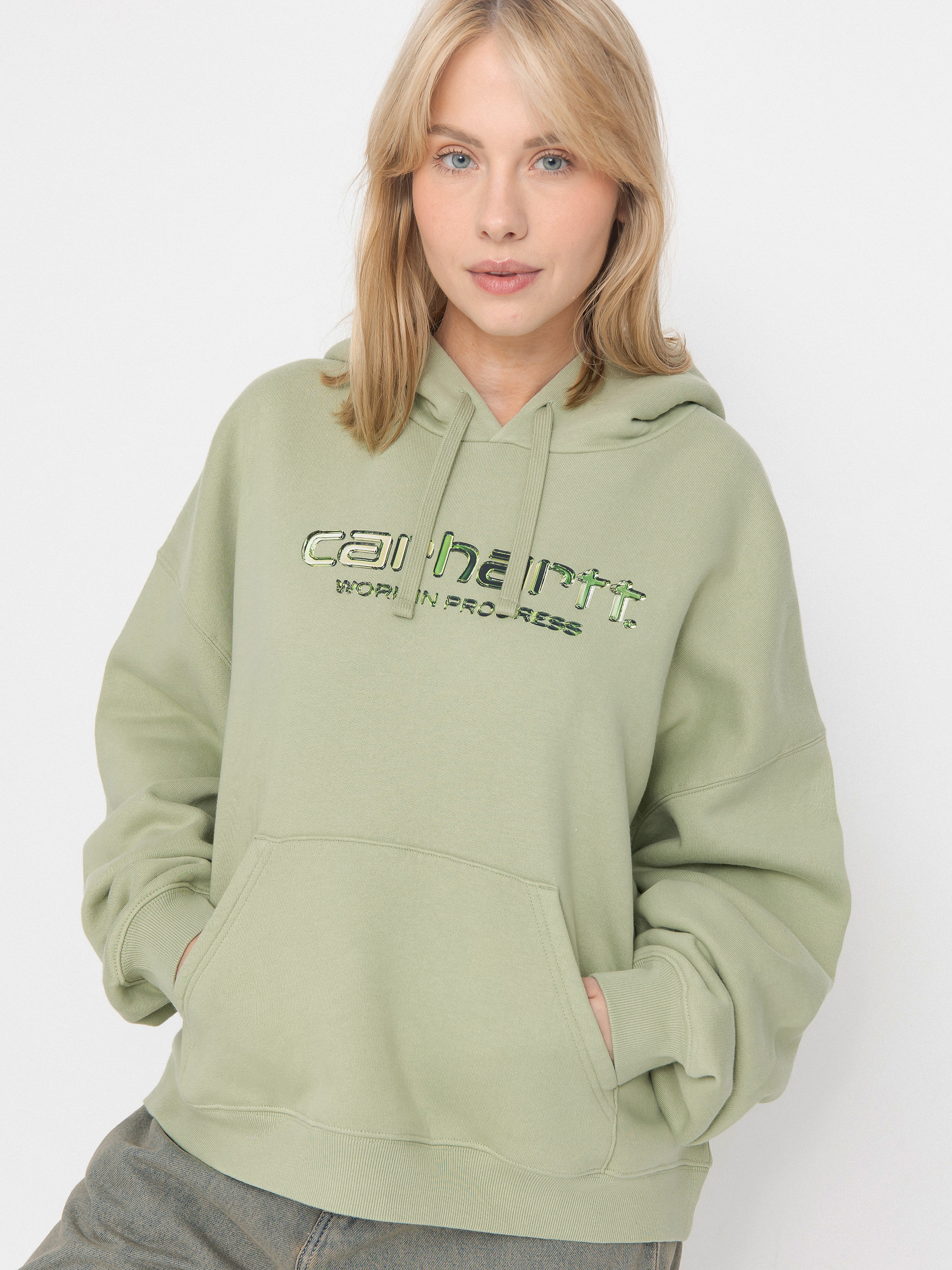 Bluza z kapturem Carhartt WIP Solar Chrome HD Wmn (pale olive)