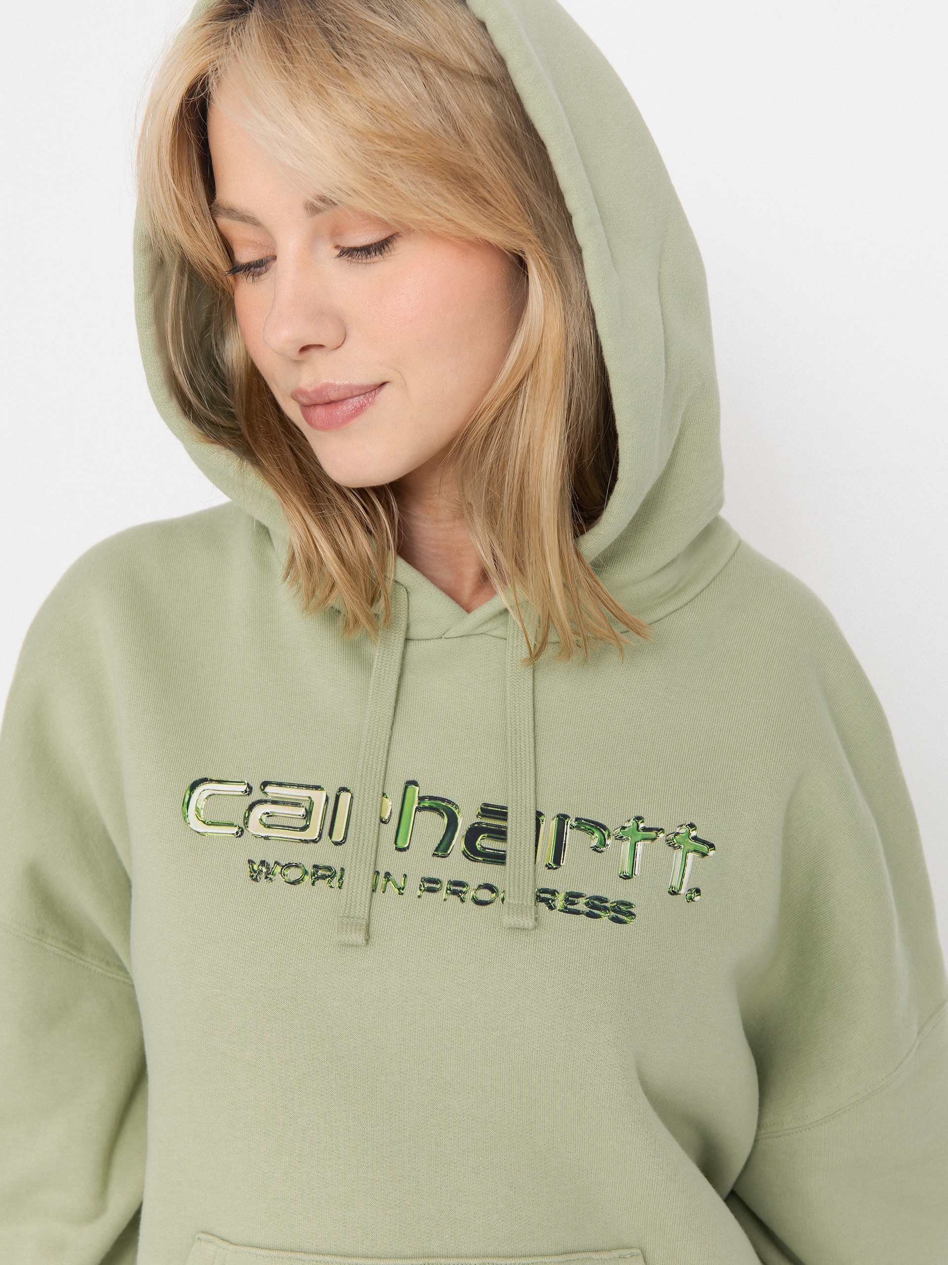 Bluza z kapturem Carhartt WIP Solar Chrome HD Wmn (pale olive)