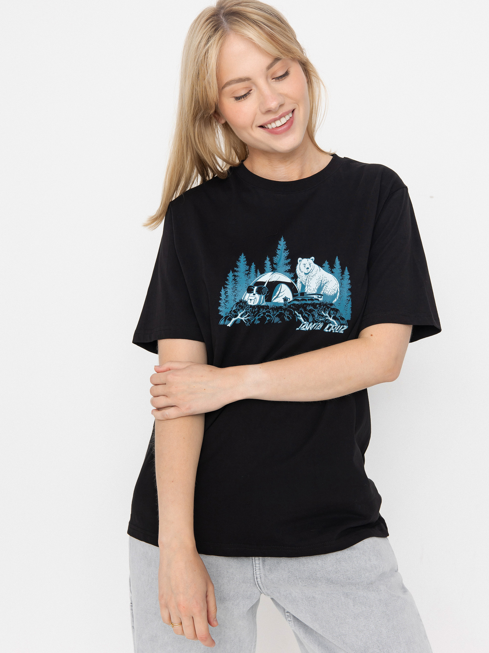 T-shirt Santa Cruz Woodland Mini Strip Front Wmn (black)