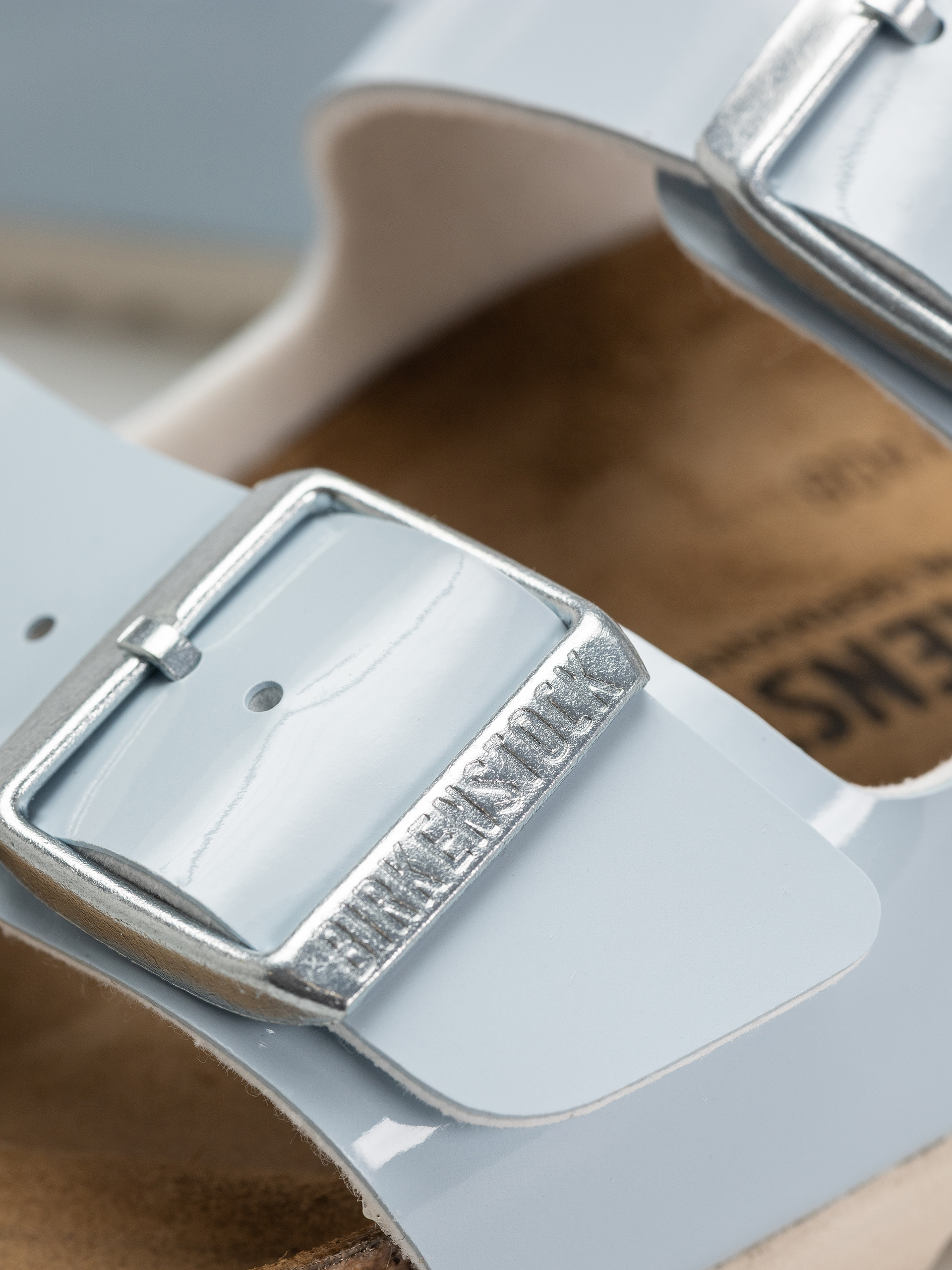 Klapki Birkenstock Arizona Briko Flor Narrow Wmn (patent baby blue)