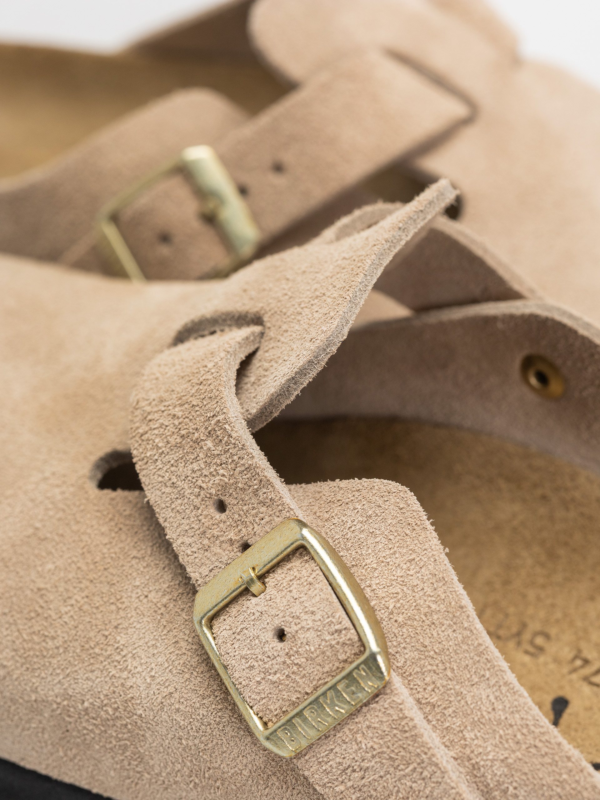 Klapki Birkenstock Boston Suede Leather Narrow Wmn (sandcastle)